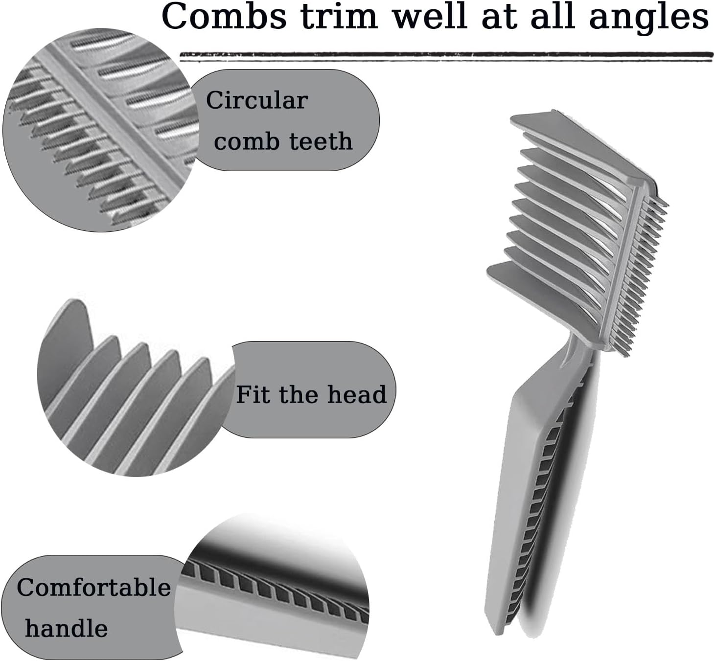 2pcs Blend Friend Curved Positioning Fade Comb, Professional Heat Resistant Cutting Comb for Men Salon Hairdresser Clipper Cuts Tools Black and Grey