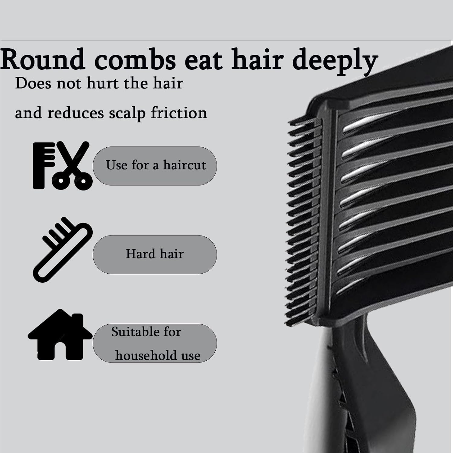 2pcs Blend Friend Curved Positioning Fade Comb, Professional Heat Resistant Cutting Comb for Men Salon Hairdresser Clipper Cuts Tools Black and Grey