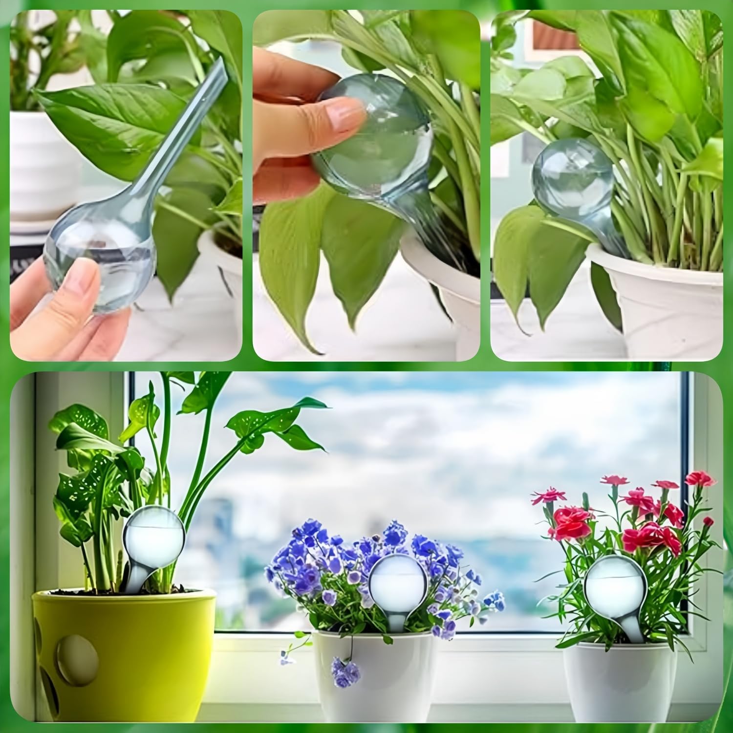 12 Pcs Plant Watering Globes, Automatic Watering Bulbs, Plastic Garden Watering Globes Device, Water Device Drip for Plant, Self-Watering System for Indoor Outdoor Garden Lake Blue