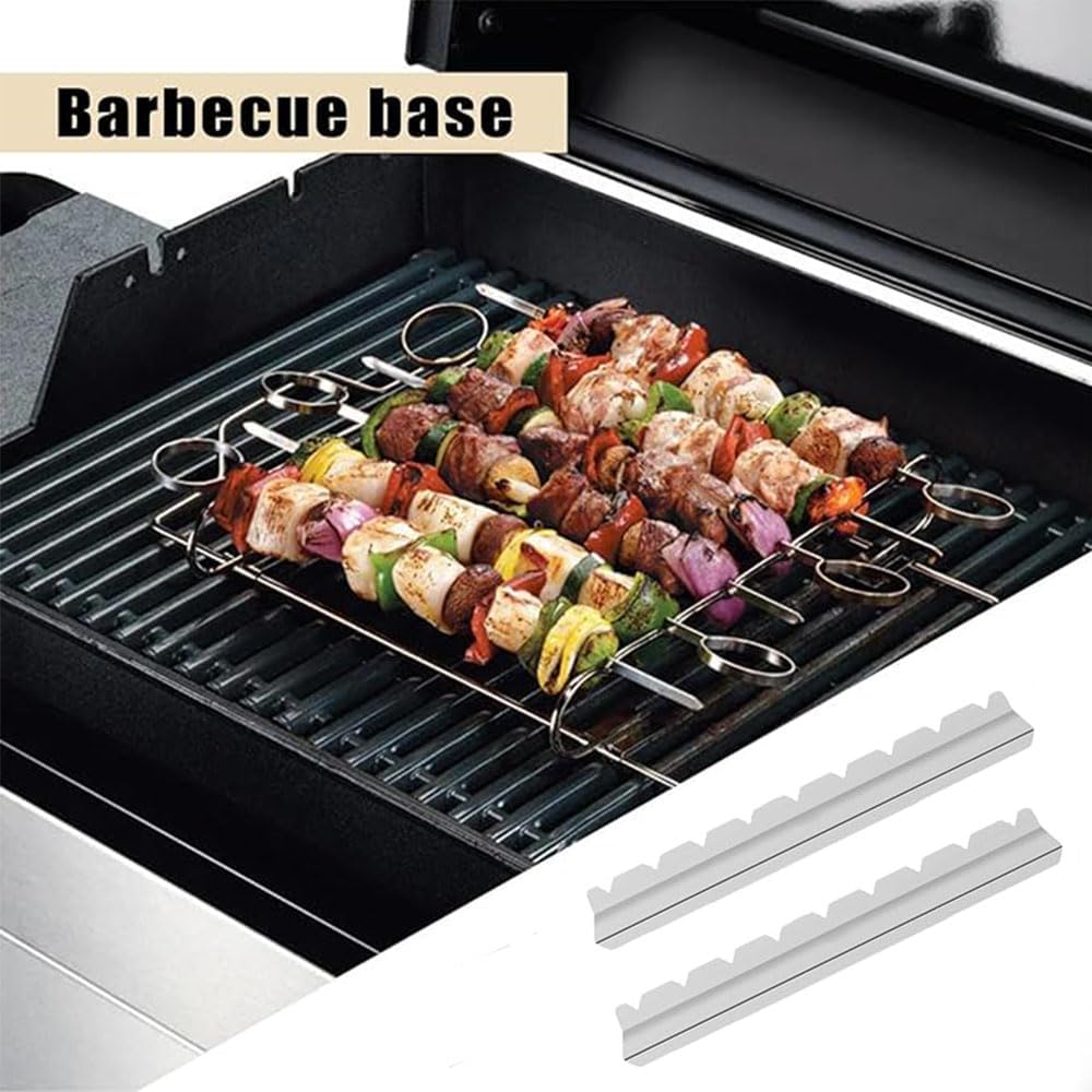 Stainless Steel Kebab Rack for BBQ Skewers, Shish Kabob Grilling Holder, 1 Pair