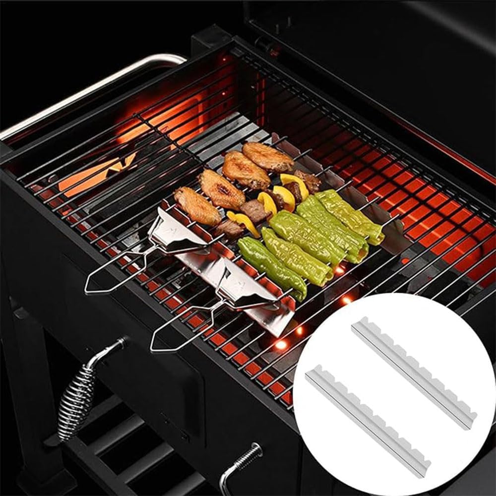Stainless Steel Kebab Rack for BBQ Skewers, Shish Kabob Grilling Holder, 1 Pair
