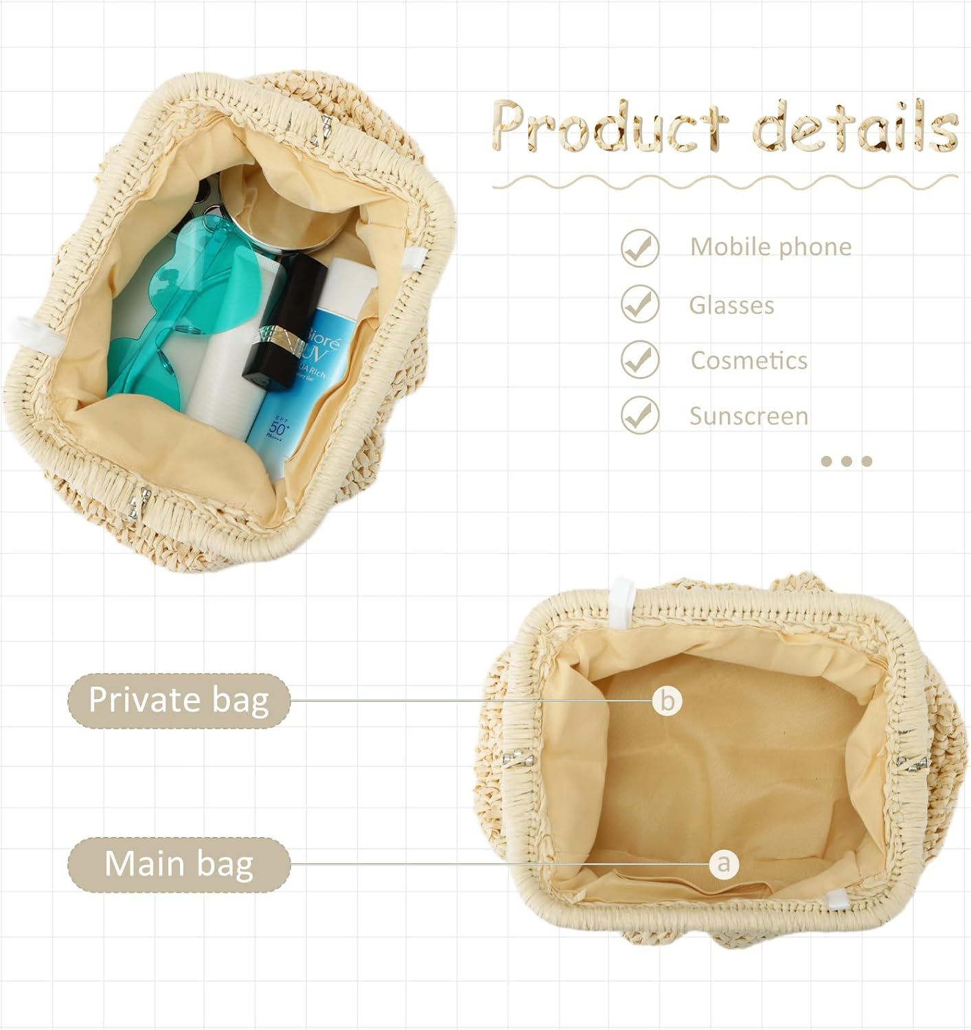 Straw Clutch Purse for Women Cloud Dumpling Pouch Straw Crossbody Shoulder Handbag Summer Beach Woven Bag