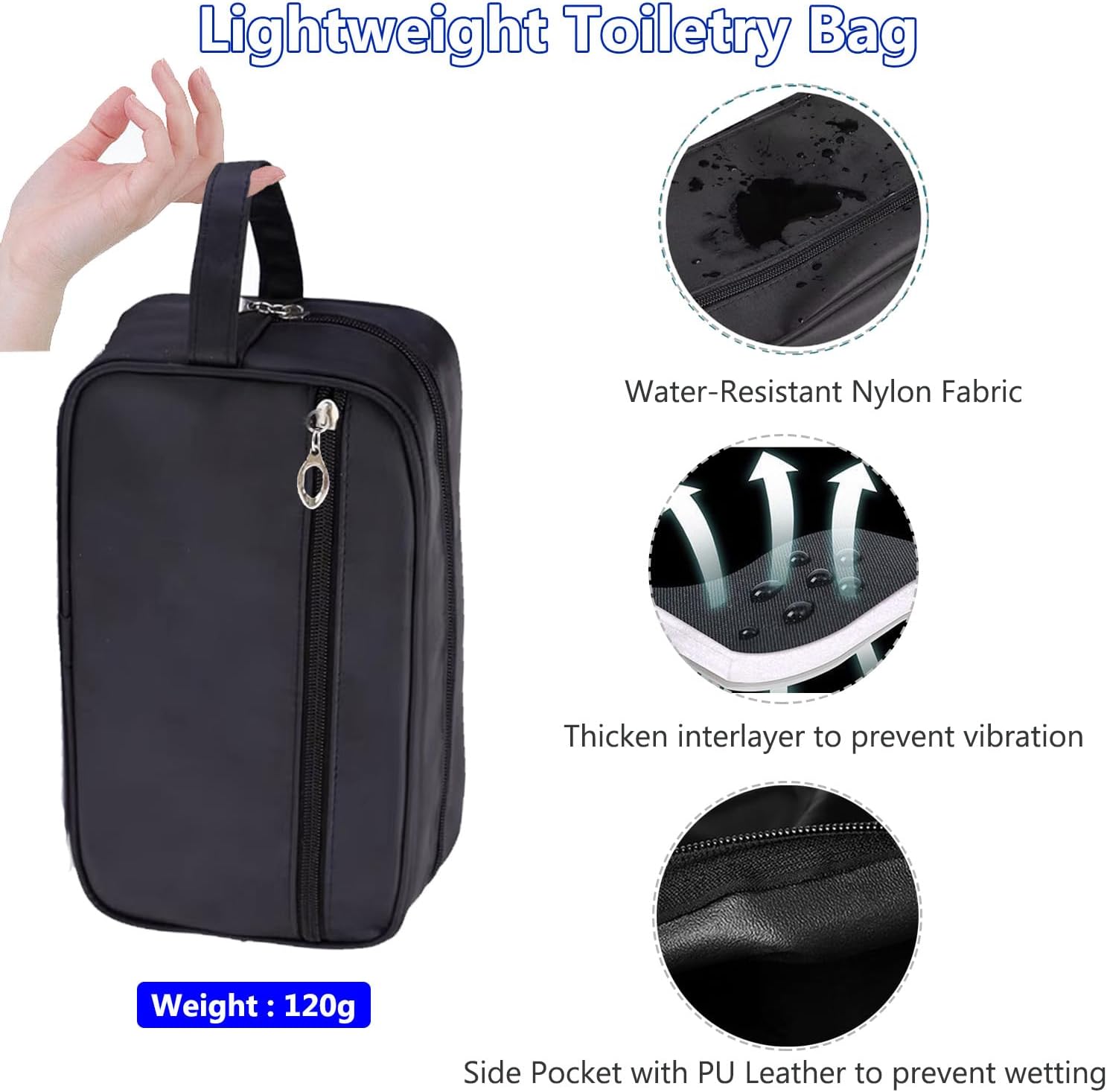 Toiletry Bag for Men, Portable Travel Wash Bags, Water-Resistant Shaving Bag Gym Shower Bathroom Bag Dopp Kit Make Up Bag Toiletries Accessories Organizer Black