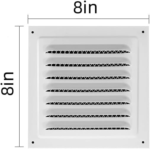 2pcs Attic Vent Soffit Vent Aluminum Wall Vent Metal Shed Vent Square Vent Louver Vent Grille with Built-in Insect Screen for Exterior Door House Attic Garage Ceiling White 8" x 8"-2 Pack