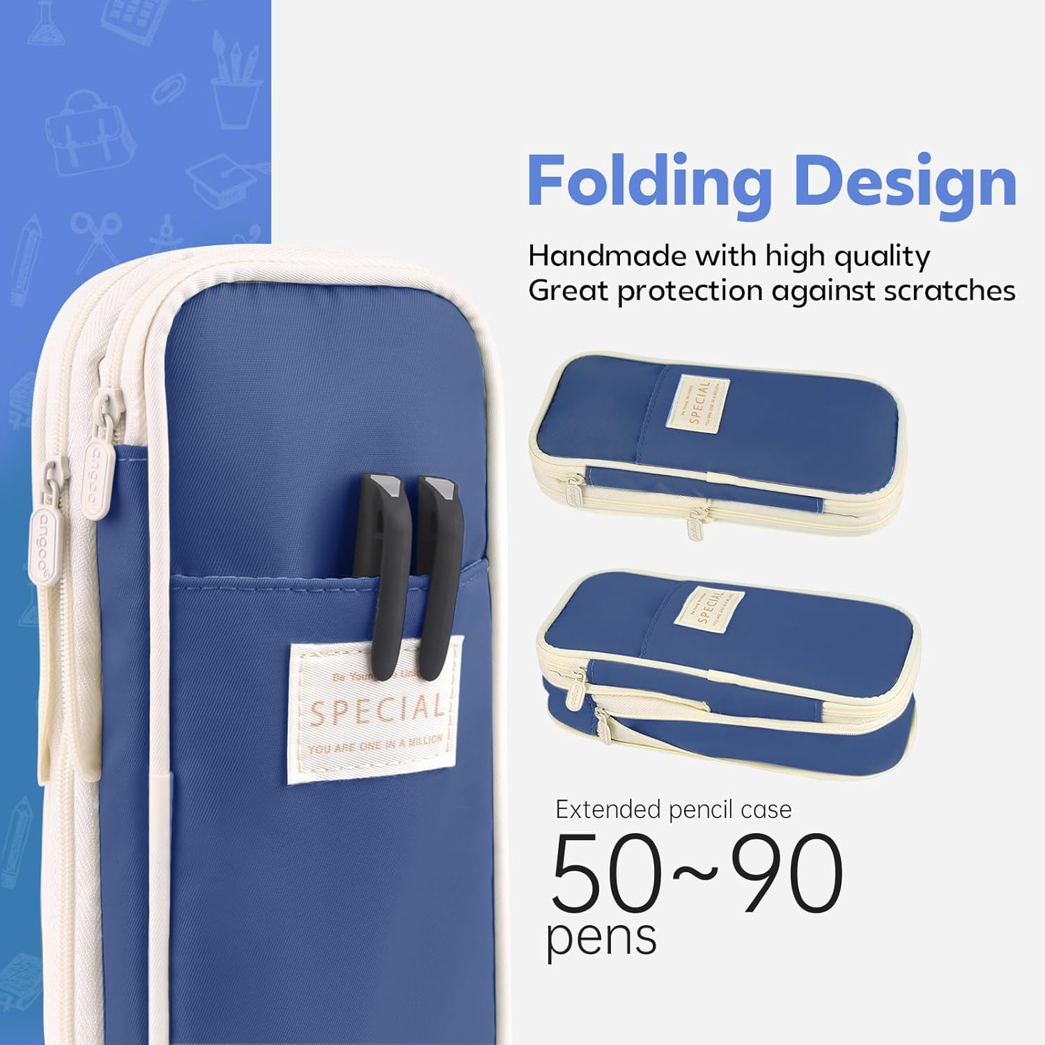 Pencil Case, Large Capacity Aesthetic Pen Cases with Durable Zipper, Big Stationery Pencil Pouch for Women & Men