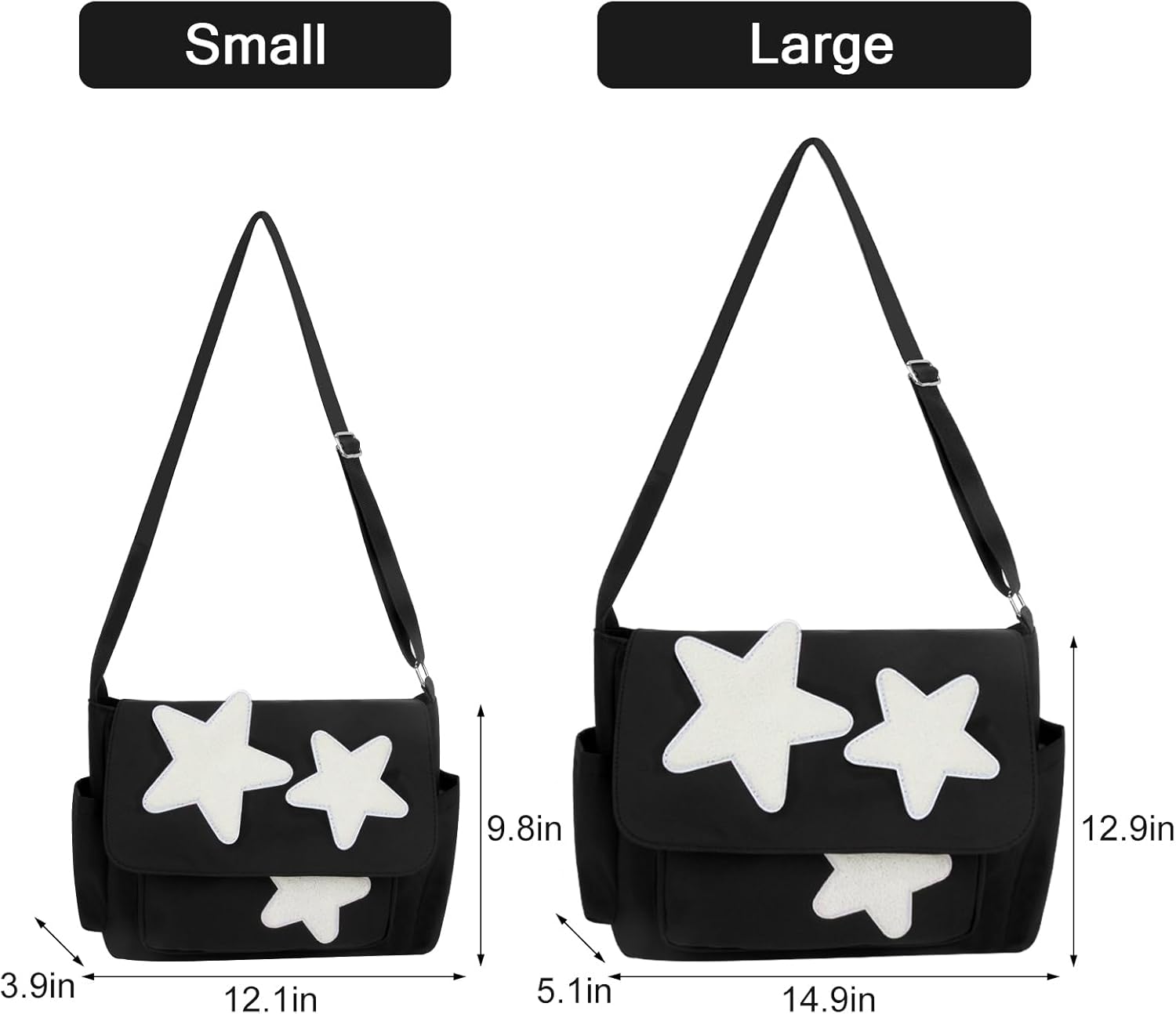 Cute Messenger Bag, Aesthetic Crossbody Bag, Y2K Star Grunge Bag Emo Shoulder Tote Purse for Women
