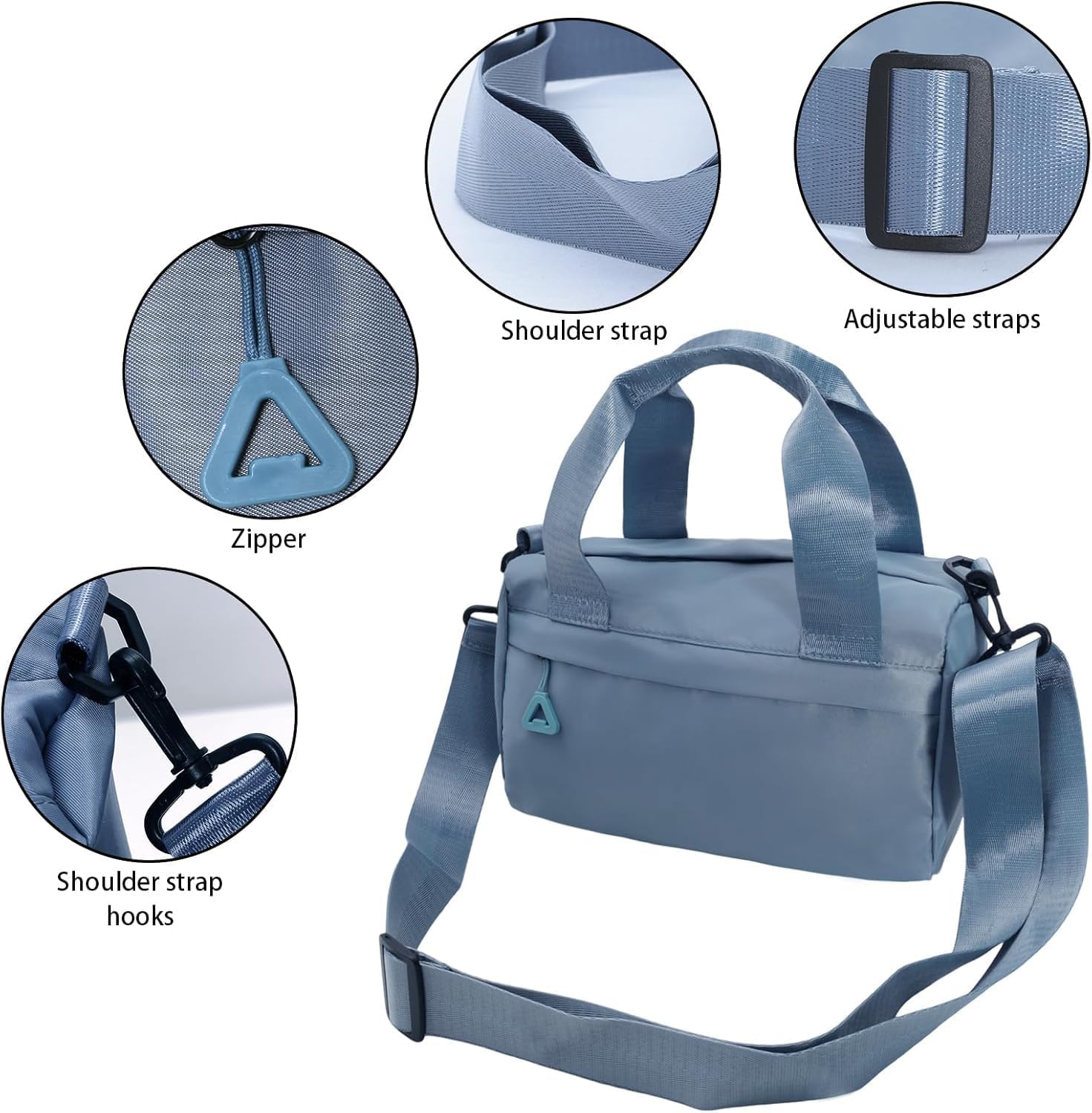 Mini Gym Bag for Women & Men Adjustable Small Duffle Bag with Detachable Strap, Waterproof Gym Tote with Wet Compartment, Portable Fitness Shoulder Bag for Sports & Travel Black