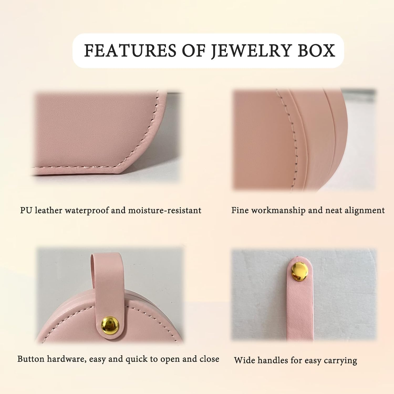 Mini Jewelry Travel Case Small Jewelry Box, Portable PU Leather Jewelry Organizer, Jewellery Storage Holder for Rings Earrings Necklace Organizer, Boxes Gifts for Girls Women Pink