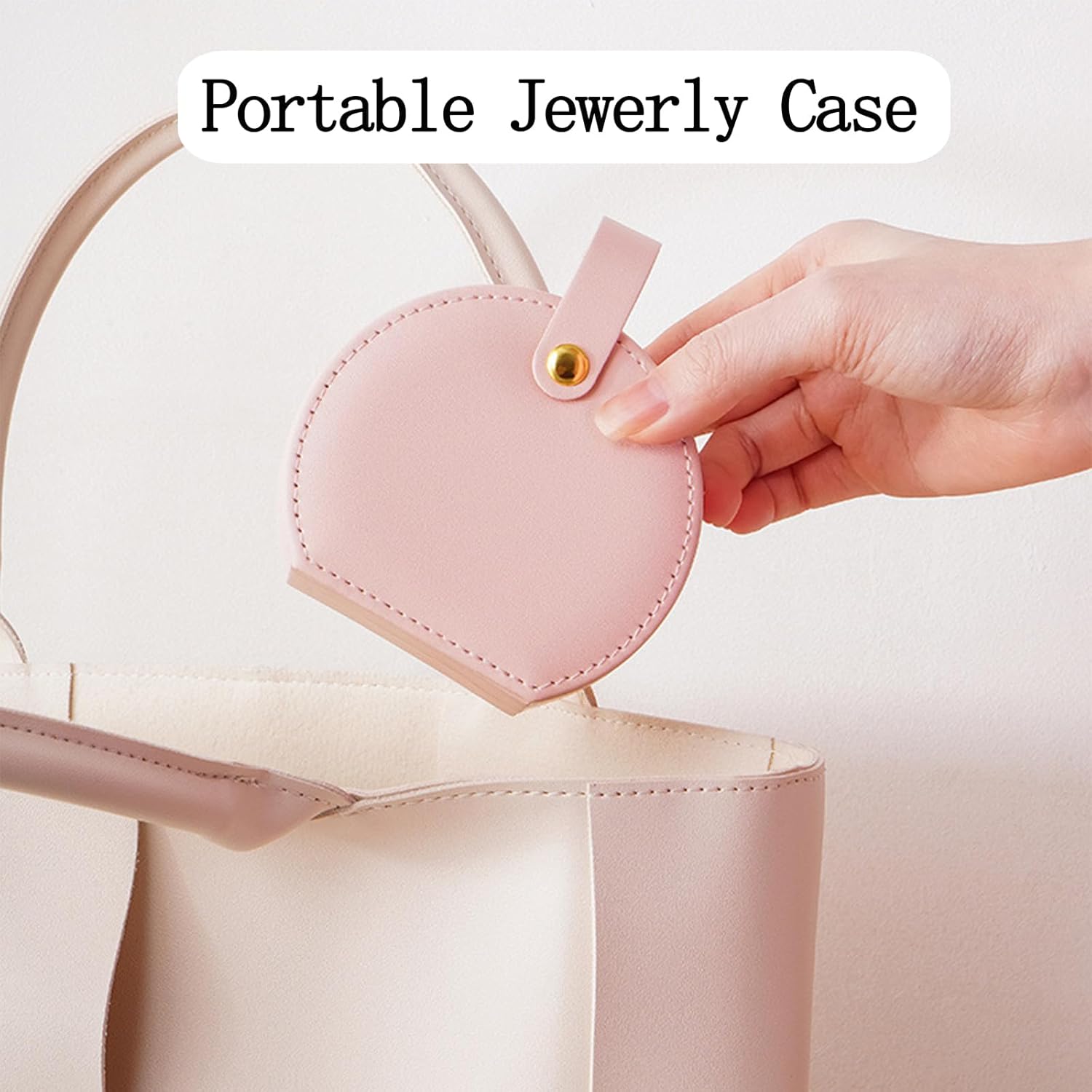 Mini Jewelry Travel Case Small Jewelry Box, Portable PU Leather Jewelry Organizer, Jewellery Storage Holder for Rings Earrings Necklace Organizer, Boxes Gifts for Girls Women Pink
