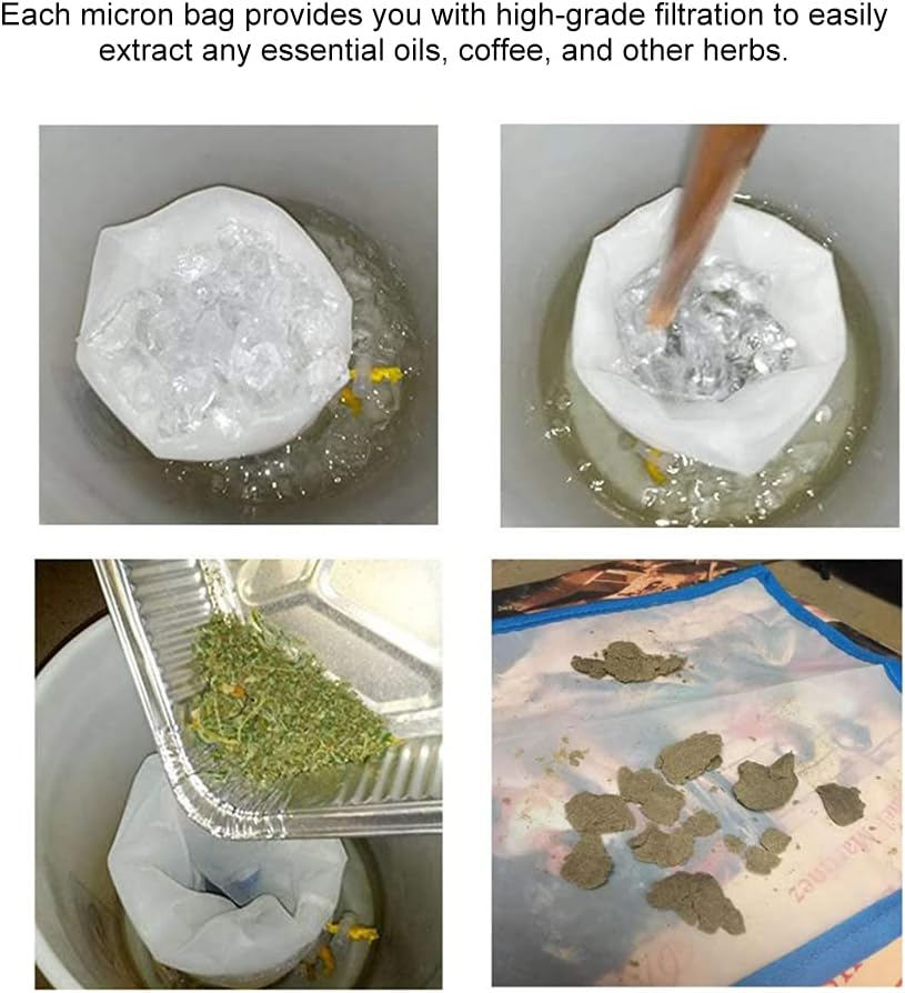 5pcs 5 Gallon Filter Bag Bubble Bag Herbal Ice Essence Extractor Kit Set Micron Drawstring Extraction Bags