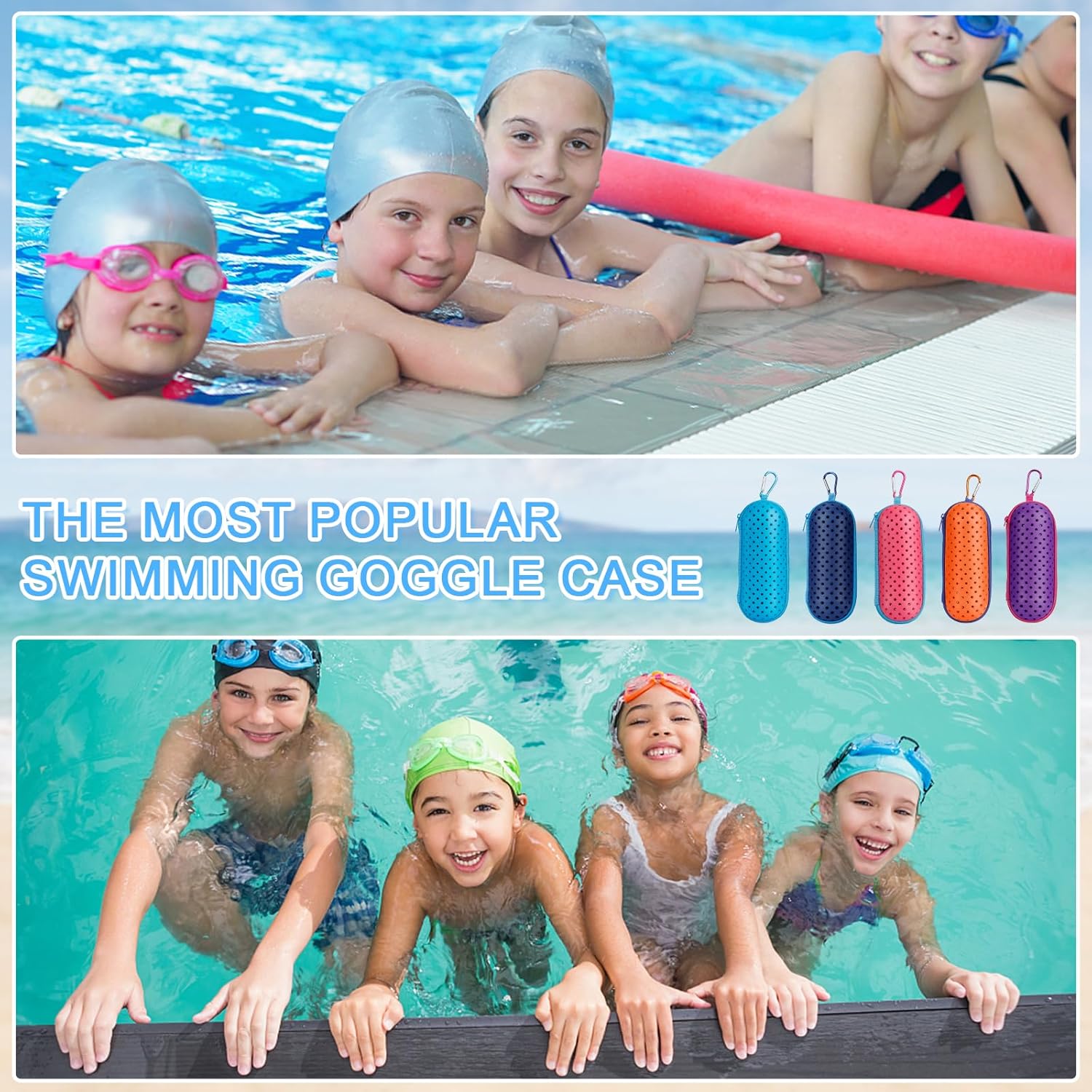 Swim Goggle Case For Swimming Goggles, Protective Cases for Goggles with Clip, Sunglasses, Goggles, Sports