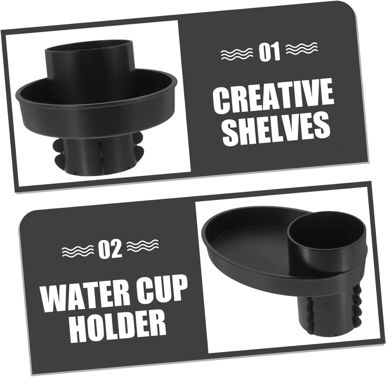 Car Seat Snack Tray, Portable Cup Holder Plate, Toddler Car Seat Cup Holder Food Tray with Expandable Base, Cup Holder Tray for Car Seats, 360° Rotatable Car Seat Tray for Kids Travel black