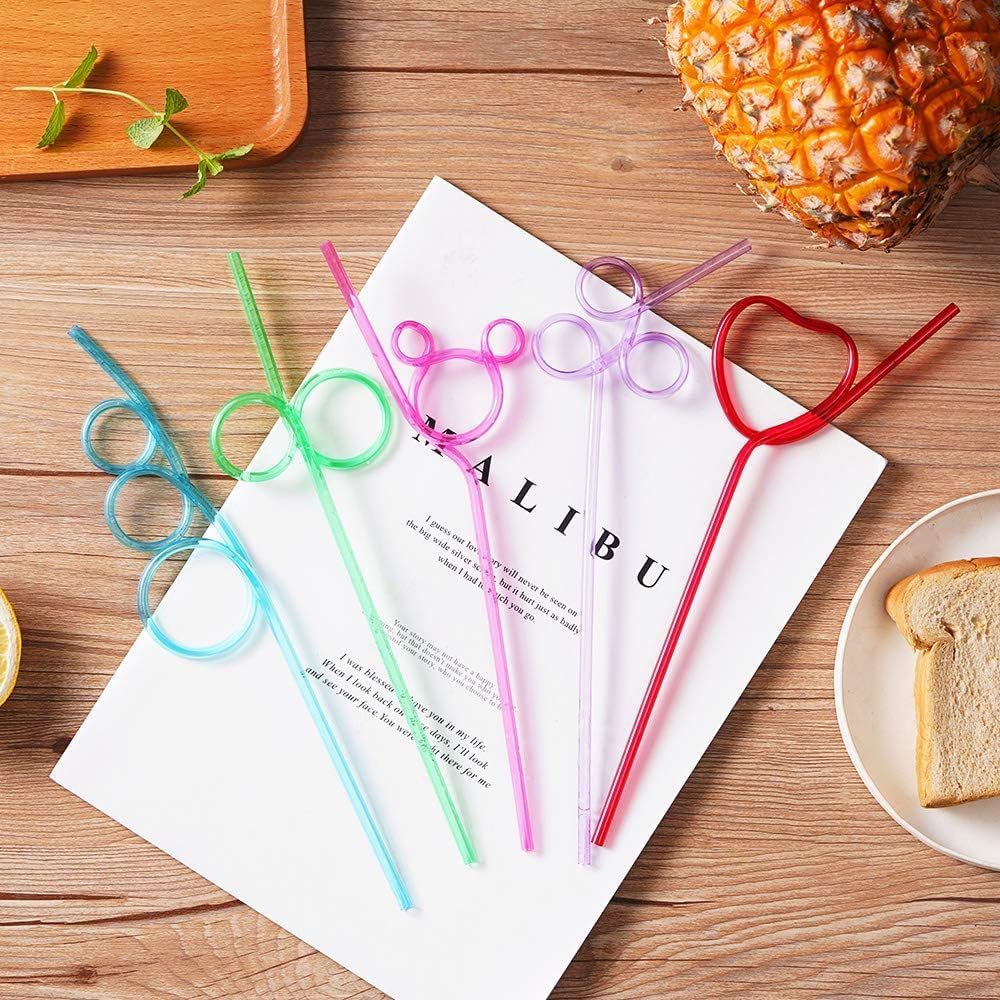 20 Pcs Crazy Straws,Reusable Silly Colorful Drinking Straws Creative Bar Twirly Colorful Fun Varied Twists Straws Loop Curly Swirly Straw for Kids Adults Birthday Wedding Cocktail Decor