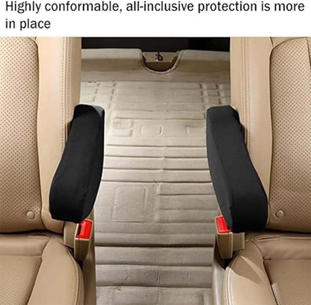 2PC Car Front Seat Armrest Covers,Universal Size Seat Arm Rest Cover,Flat Cloth Fabric Armrest Cover,Car Interior Accessories 1Pair Black