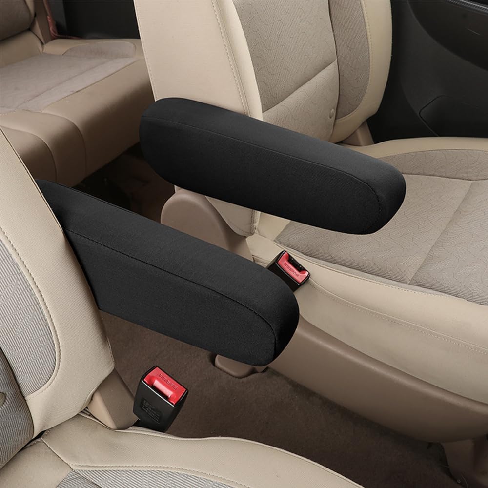 2PC Car Front Seat Armrest Covers,Universal Size Seat Arm Rest Cover,Flat Cloth Fabric Armrest Cover,Car Interior Accessories 1Pair Black