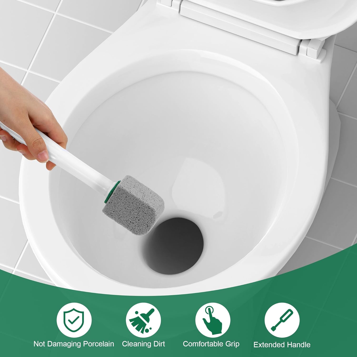 10 Pc Pumice Stone for Toilet, Toilet Pumice Cleaning Stone with Handle, Replaceable Toilet Pumice Stone for Cleaning, Nature Scouring Stick for Hard Water Stains, Bathroom Tiles Limescale Remover