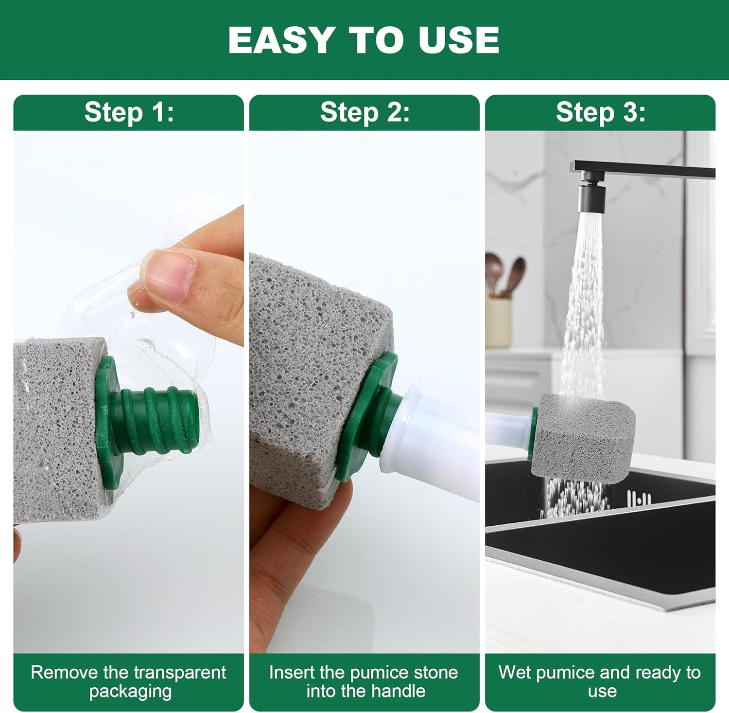 10 Pc Pumice Stone for Toilet, Toilet Pumice Cleaning Stone with Handle, Replaceable Toilet Pumice Stone for Cleaning, Nature Scouring Stick for Hard Water Stains, Bathroom Tiles Limescale Remover