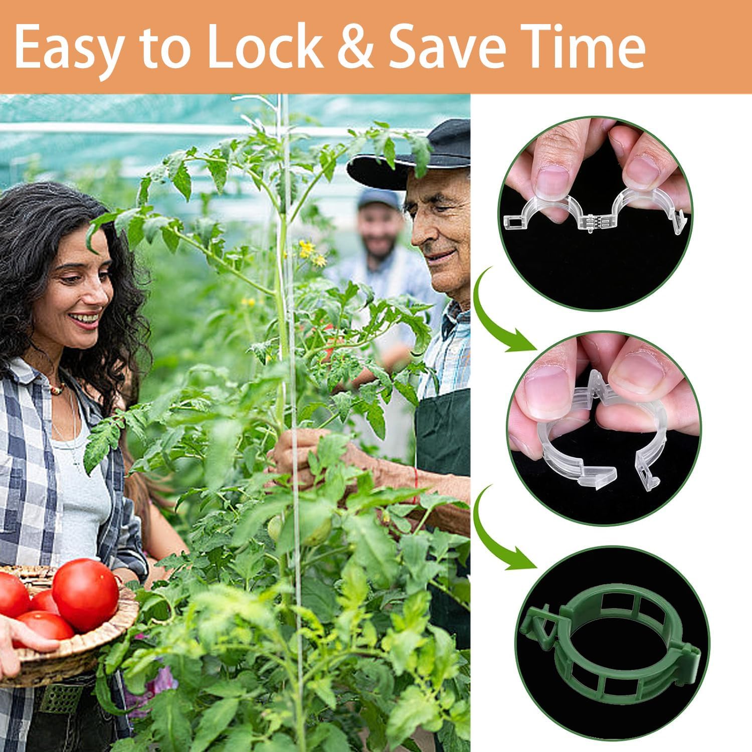 Tomato Clips for Climbing Plants, 300 Pcs Reusable Plastic Tomato Plant Clips for Climbing Plants,Tomato Trellis Clips for Plants Support