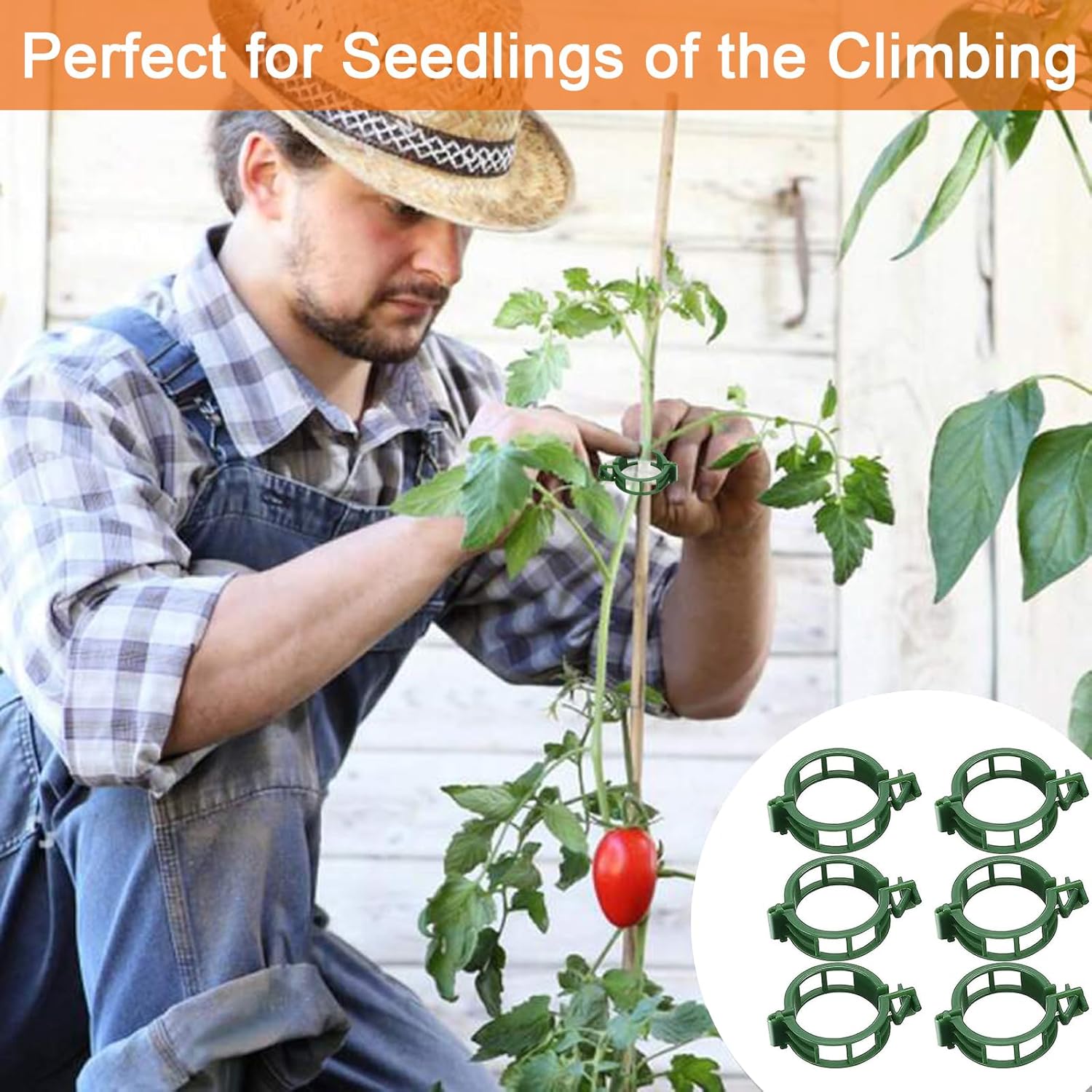 Tomato Clips for Climbing Plants, 300 Pcs Reusable Plastic Tomato Plant Clips for Climbing Plants,Tomato Trellis Clips for Plants Support