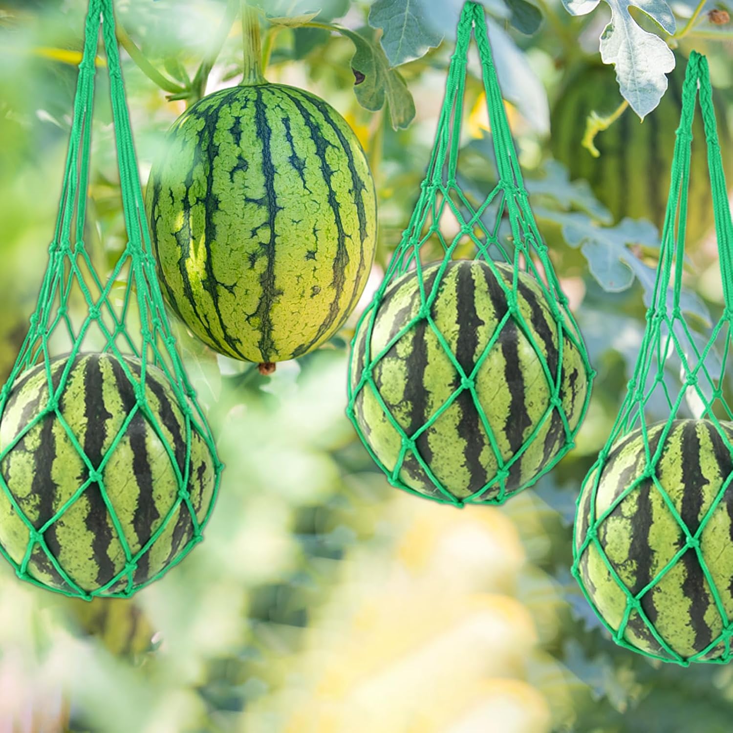 10Pack Melon Hammock Watermelon Nets with 20 Cable Zip Ties, Heavy Duty Watermelon Honeydew Net for Garden Trellis Vertical Garden Growing