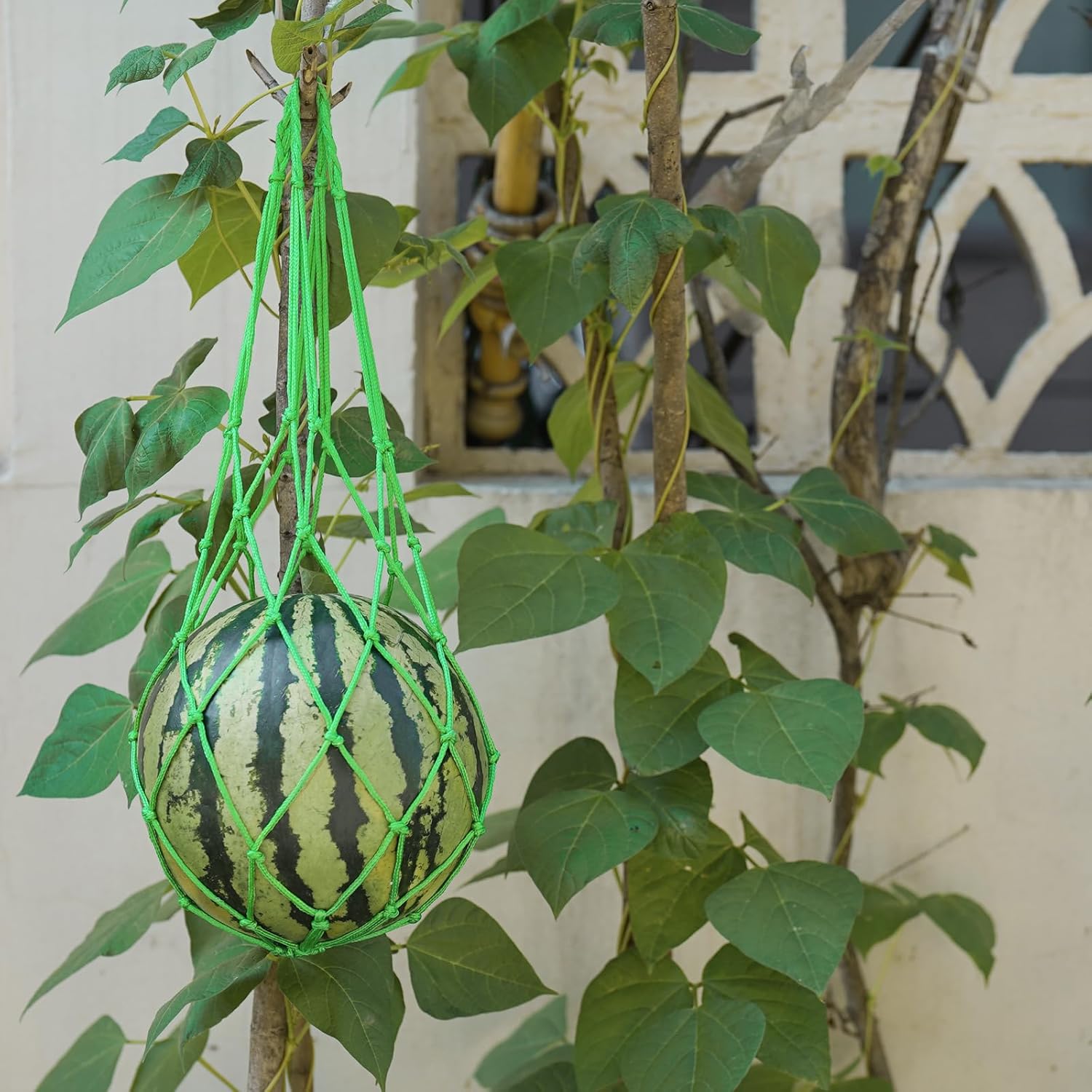 10Pack Melon Hammock Watermelon Nets with 20 Cable Zip Ties, Heavy Duty Watermelon Honeydew Net for Garden Trellis Vertical Garden Growing