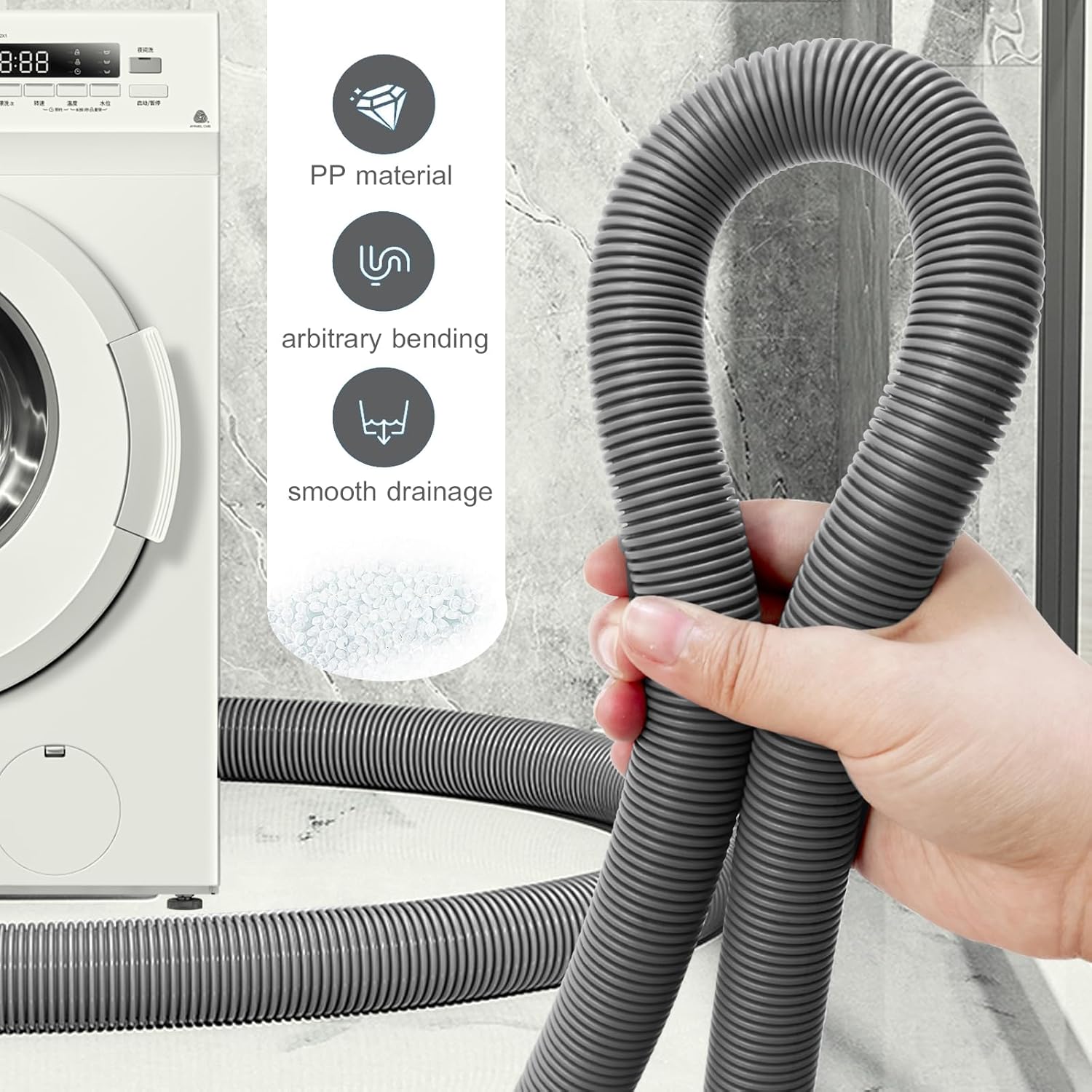 10 feet 3 Meters Hose Universal Washing Machine Drain Hose Flexible Dishwasher Drain Hose Extension Corrugated Washer Discharge Hose Kit
