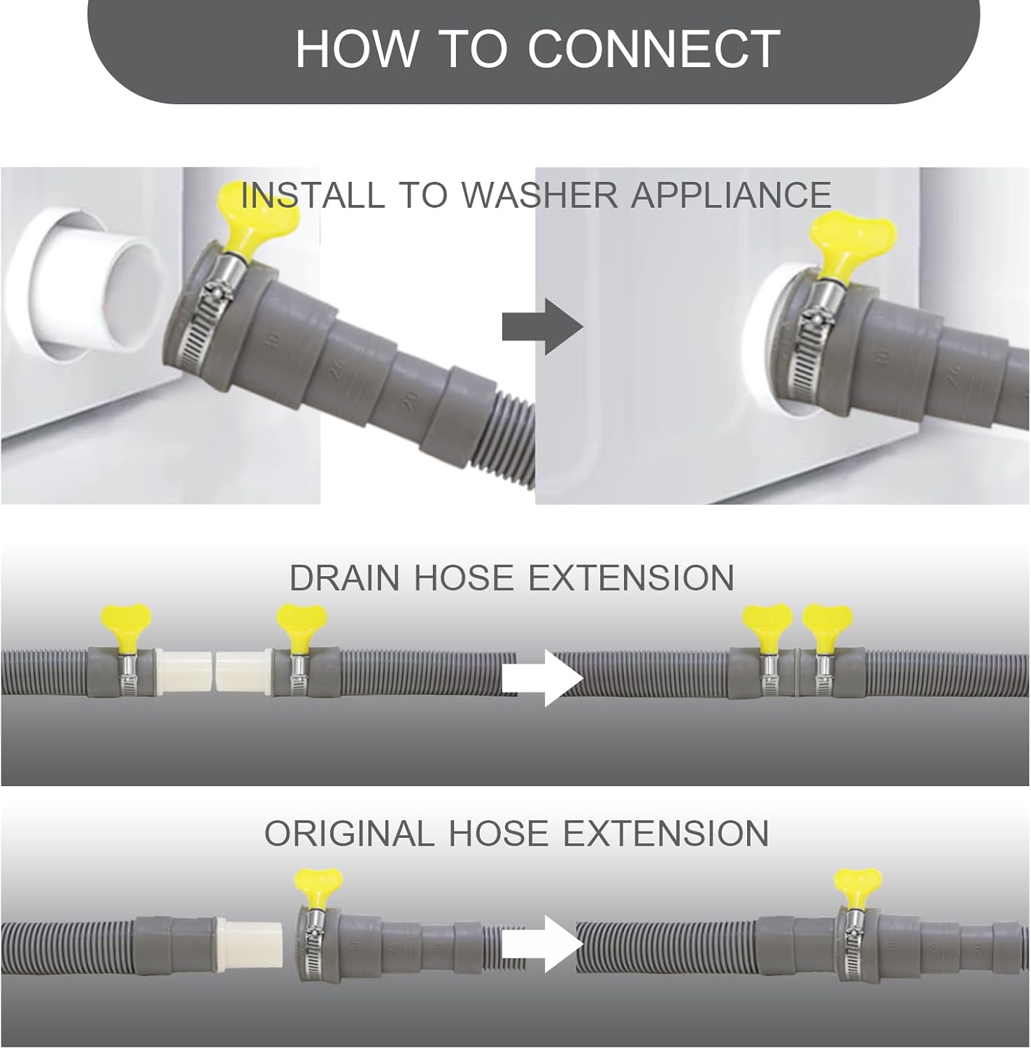 10 feet 3 Meters Hose Universal Washing Machine Drain Hose Flexible Dishwasher Drain Hose Extension Corrugated Washer Discharge Hose Kit