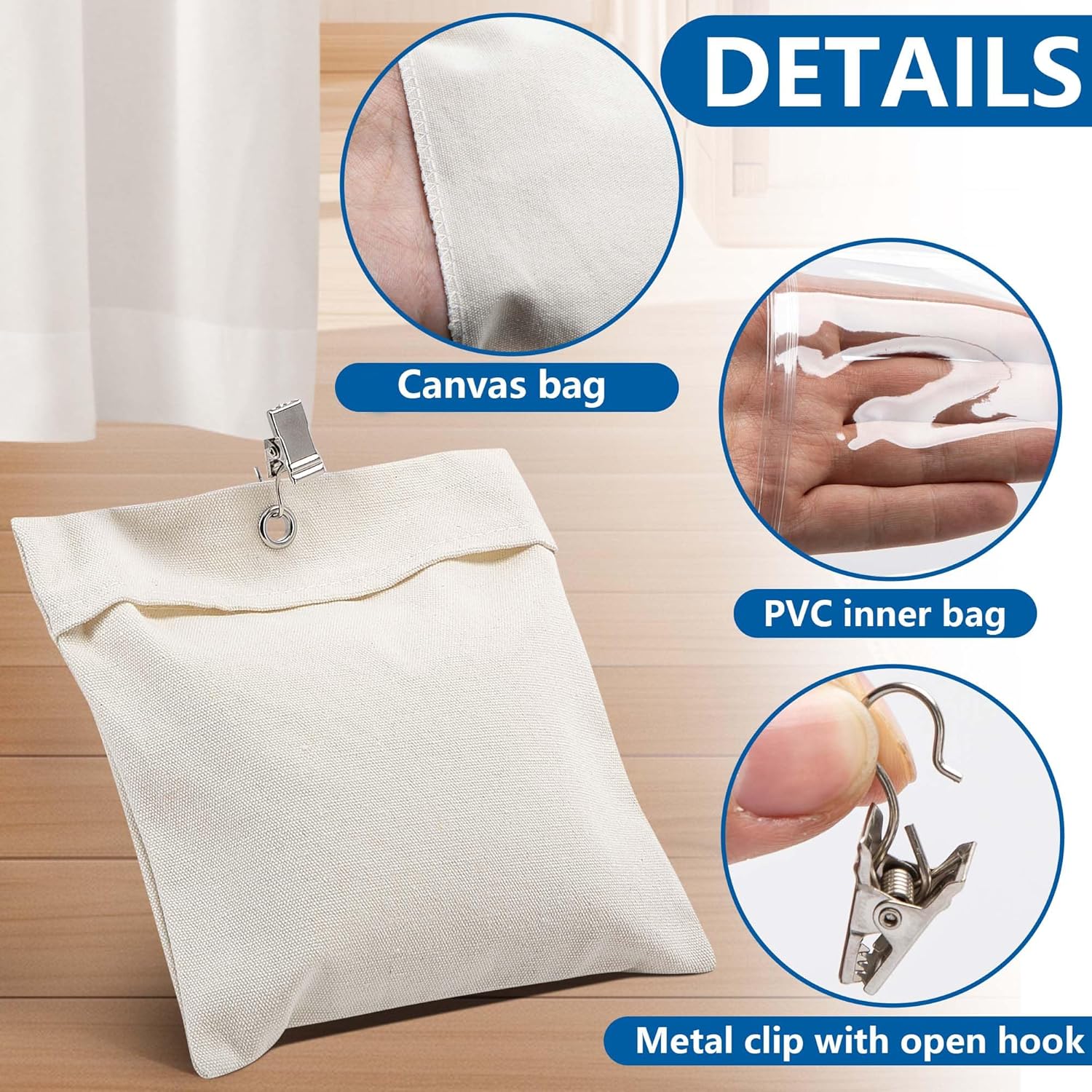 12 Pack Outdoor Curtain Weight Bags, Patio Curtain Sandbag with Sealed Bags and Clips, Reusable Drapery Weighted Bags for Home Outdoor Pergola Gazebo Front Porch Beige