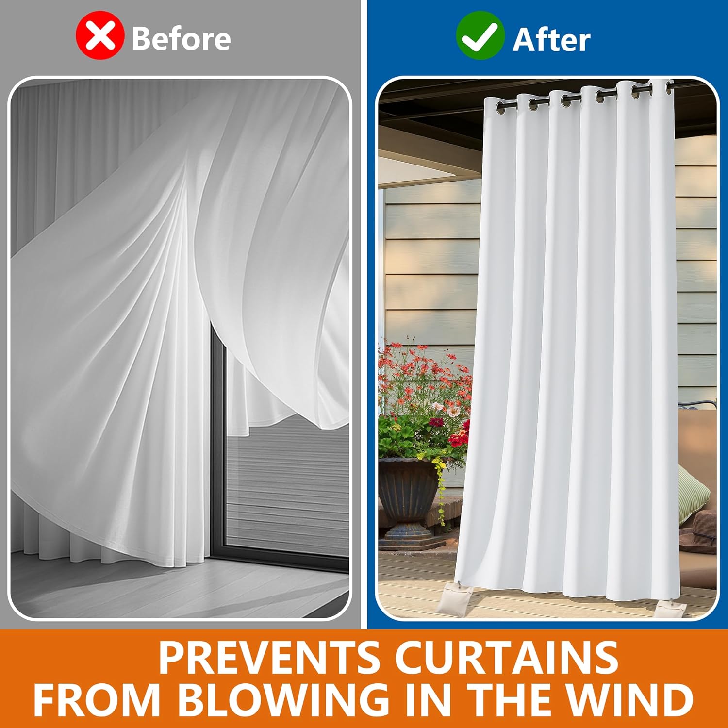 12 Pack Outdoor Curtain Weight Bags, Patio Curtain Sandbag with Sealed Bags and Clips, Reusable Drapery Weighted Bags for Home Outdoor Pergola Gazebo Front Porch Beige