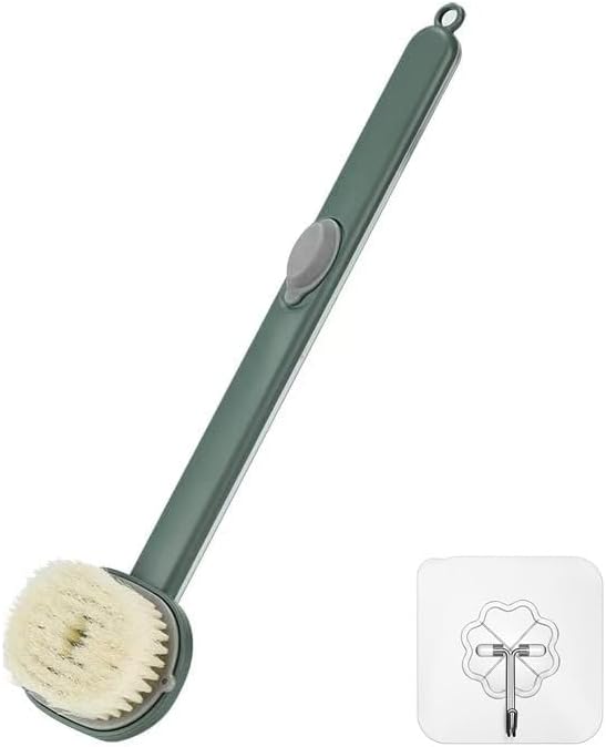 Long Handle Bath Massage Cleaning Brush with Soap Dispenser for Men Women Elderly Body Back Scrubber Storable Wash, Dispenser, 14 inch / 36 cm,Green