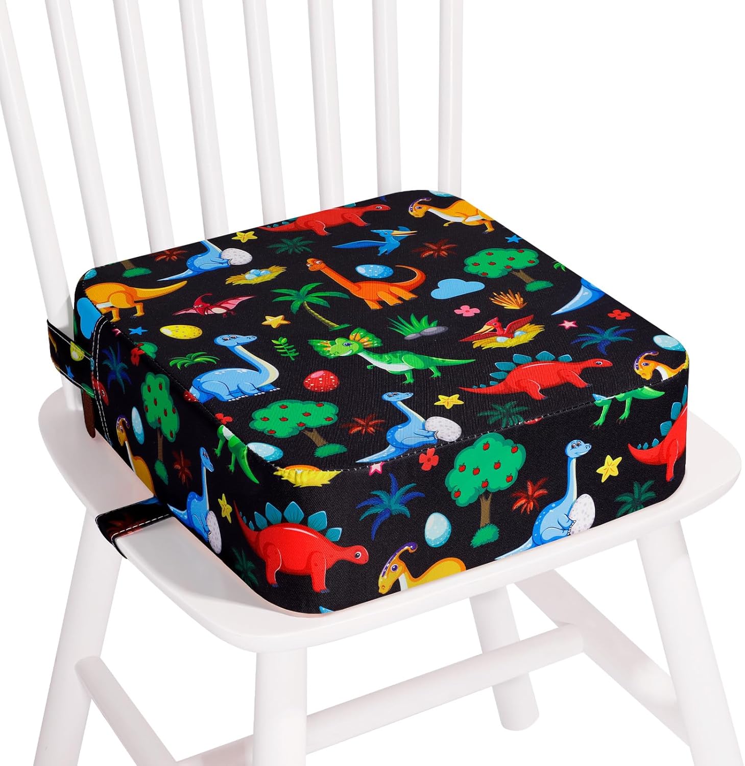 Toddler Booster Seat for Kitchen Chair, Non-slip Kids Dining Table Booster Seat with Adjustable Safer Straps, Portable Baby Eating Travel Camping Increasing Cushion