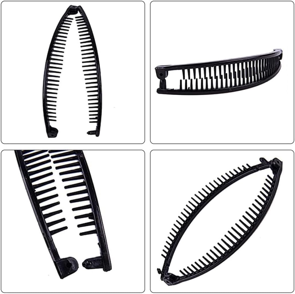 3Pcs Banana Clips Hair, Vintage Clincher Combs Banana Hair Clips Claws Hair Clips, Banana Clips Hair for Thick Hair Black, White, Brown