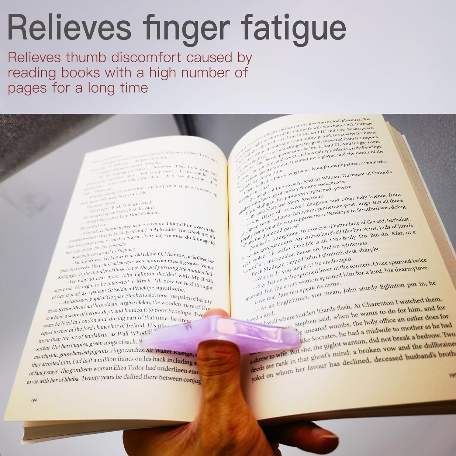 2 Pack Book Page Holder for Reading, Jelly Pattern Thumb Bookmark, Thumb Book Page Holder, Book Opener Holder, Book Accessories Gifts for Teacher, Student and Reading Lovers Lavender