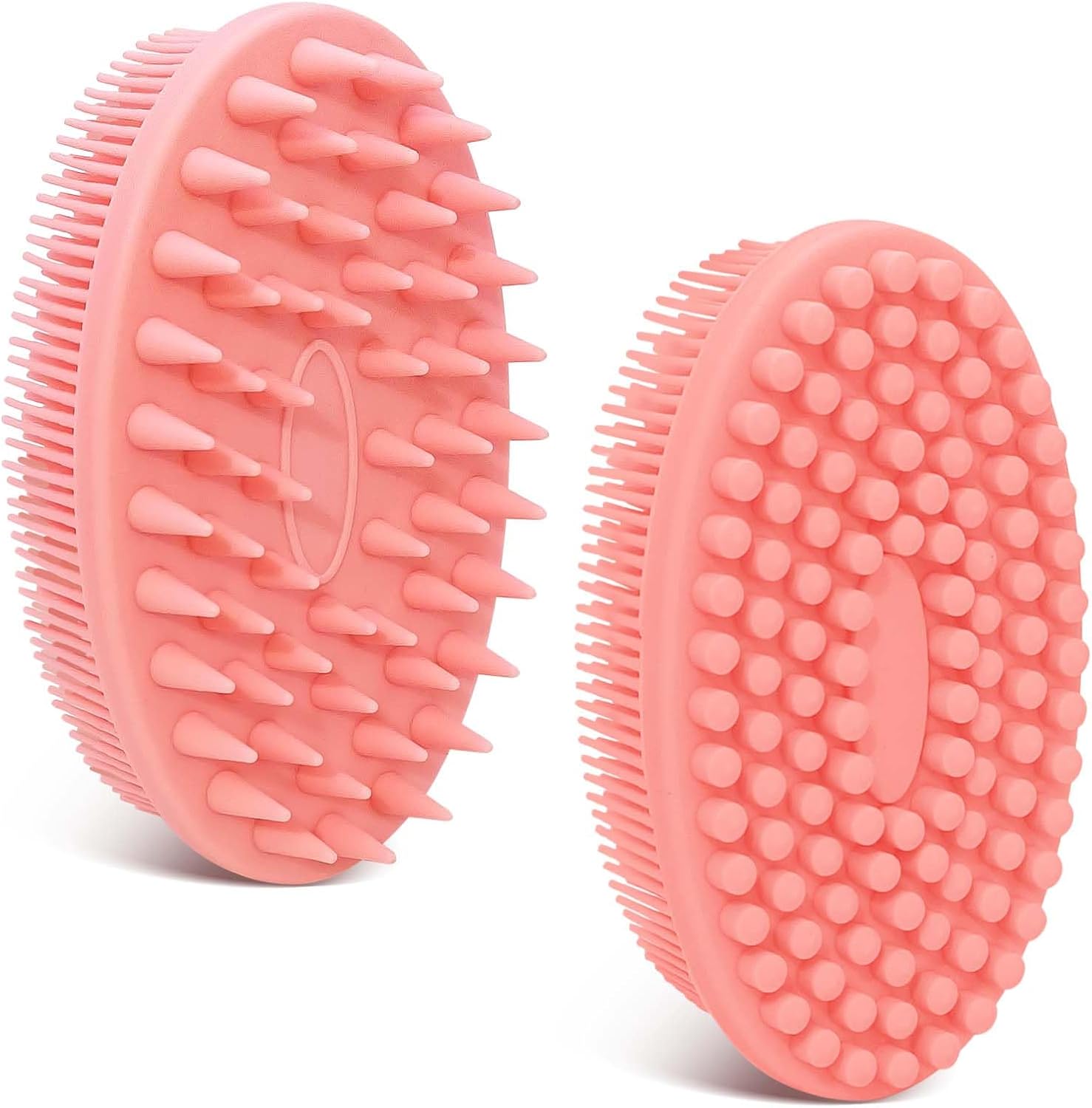 Soft Silicone Body Scrubber 2PCS, Dual-Side Silicone Loofah for Shower, Gentle Loofa Alternative, Replaceable Brush Head to be Used alone or with Long Handle Pinkx2