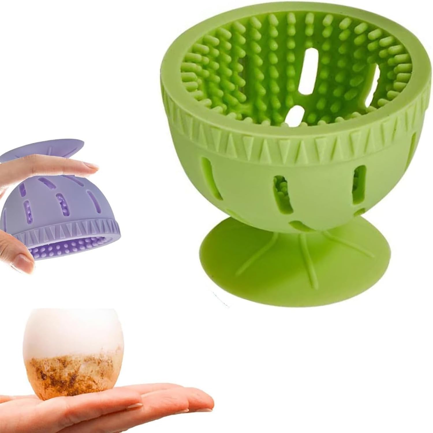 Silicone Egg Brush Cleaner with Suction Cup, Premium Fresh Egg Washer and Brush for Easy Cleaning of Farm-Fresh Eggs Green