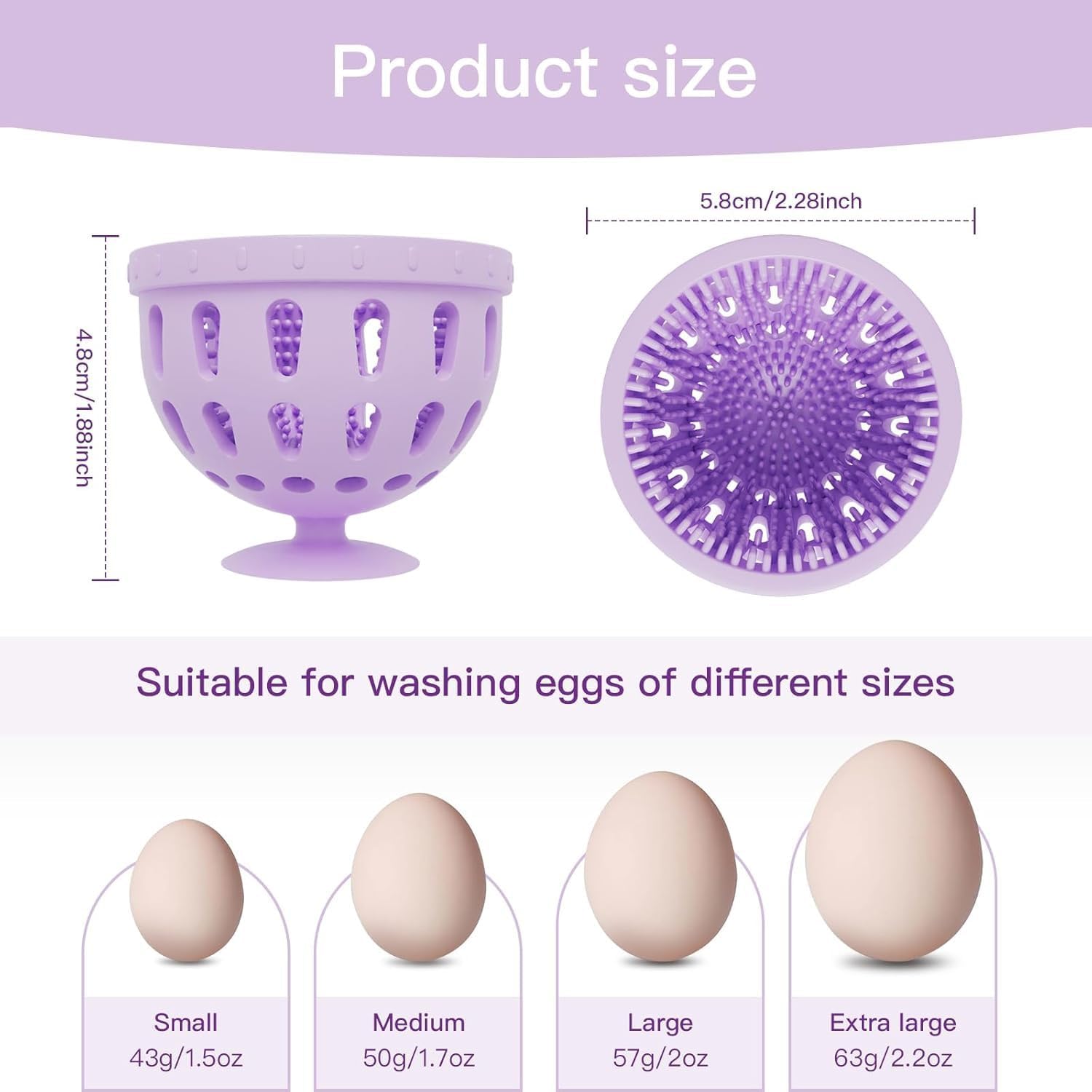 Silicone Egg Brush Cleaner with Suction Cup, Premium Fresh Egg Washer and Brush for Easy Cleaning of Farm-Fresh Eggs Green