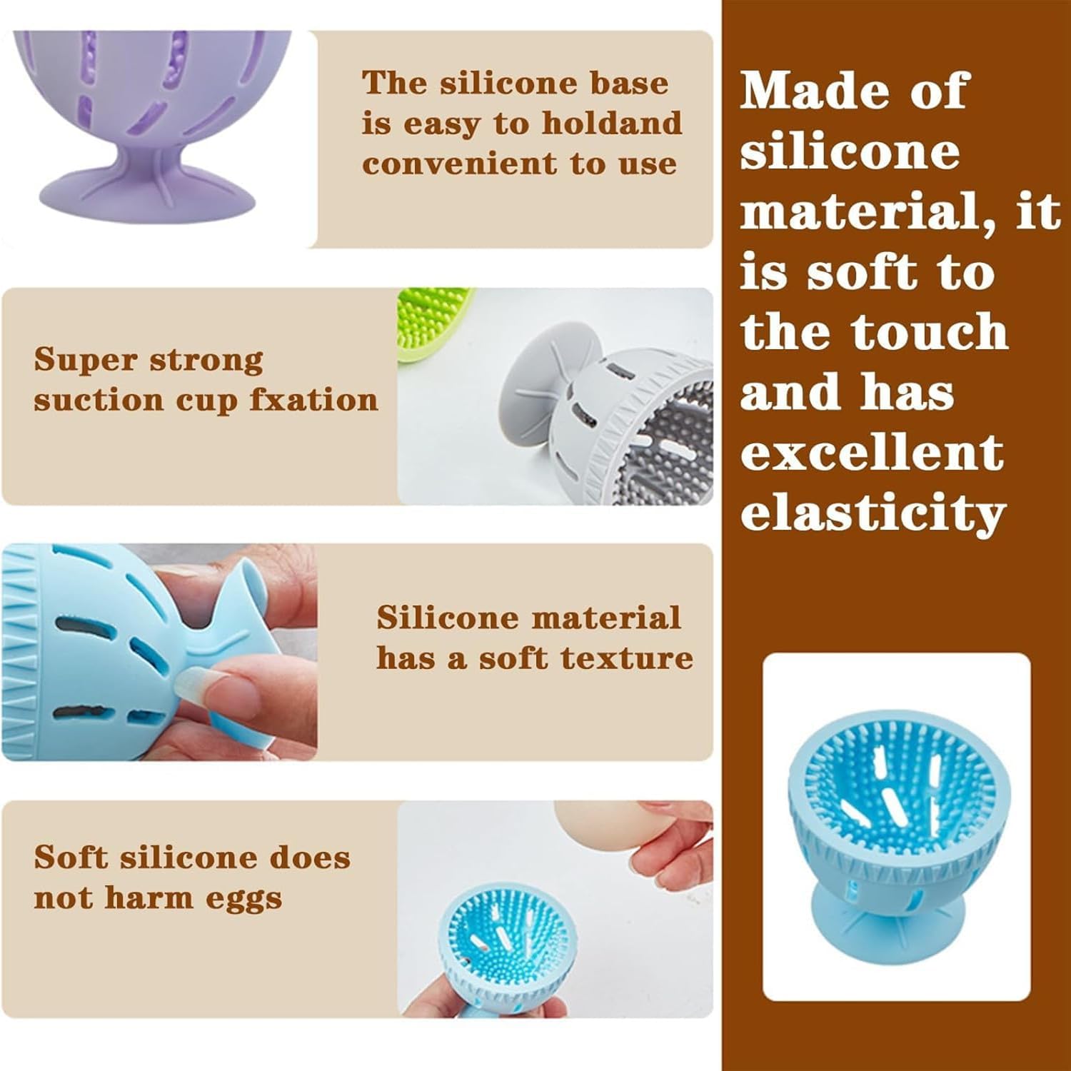Silicone Egg Brush Cleaner with Suction Cup, Premium Fresh Egg Washer and Brush for Easy Cleaning of Farm-Fresh Eggs Green