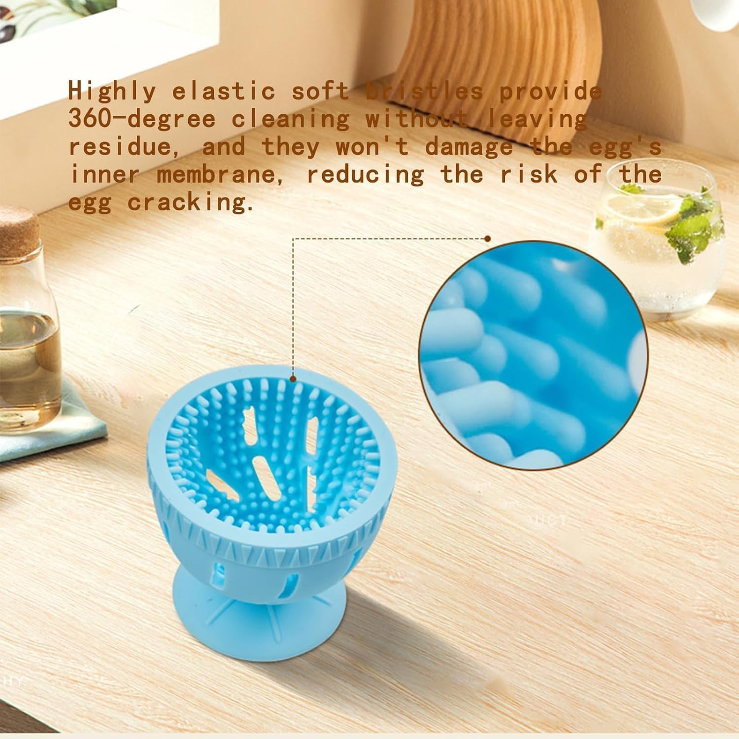 Silicone Egg Brush Cleaner with Suction Cup, Premium Fresh Egg Washer and Brush for Easy Cleaning of Farm-Fresh Eggs Green