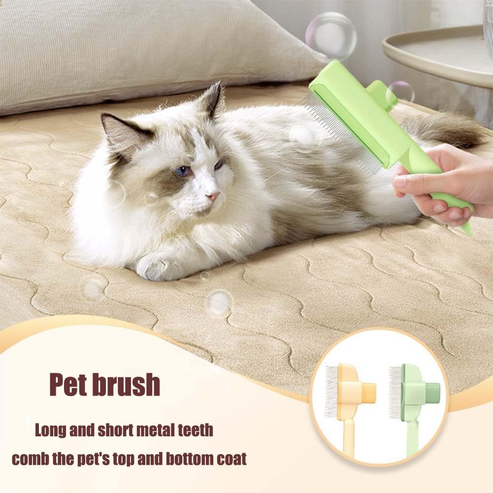 Avatore Zenbrush - Removes Fur & Relieves Pain, Zen Brush for Cats, Zenbrush Cat Comb, Self-Cleaning Cat Brush with Release Button, Cat Grooming Flea Brush for Short & Long Cat orange,2pcs