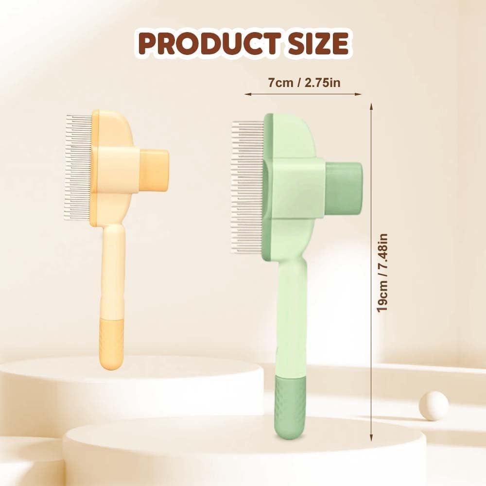 Avatore Zenbrush - Removes Fur & Relieves Pain, Zen Brush for Cats, Zenbrush Cat Comb, Self-Cleaning Cat Brush with Release Button, Cat Grooming Flea Brush for Short & Long Cat orange,2pcs
