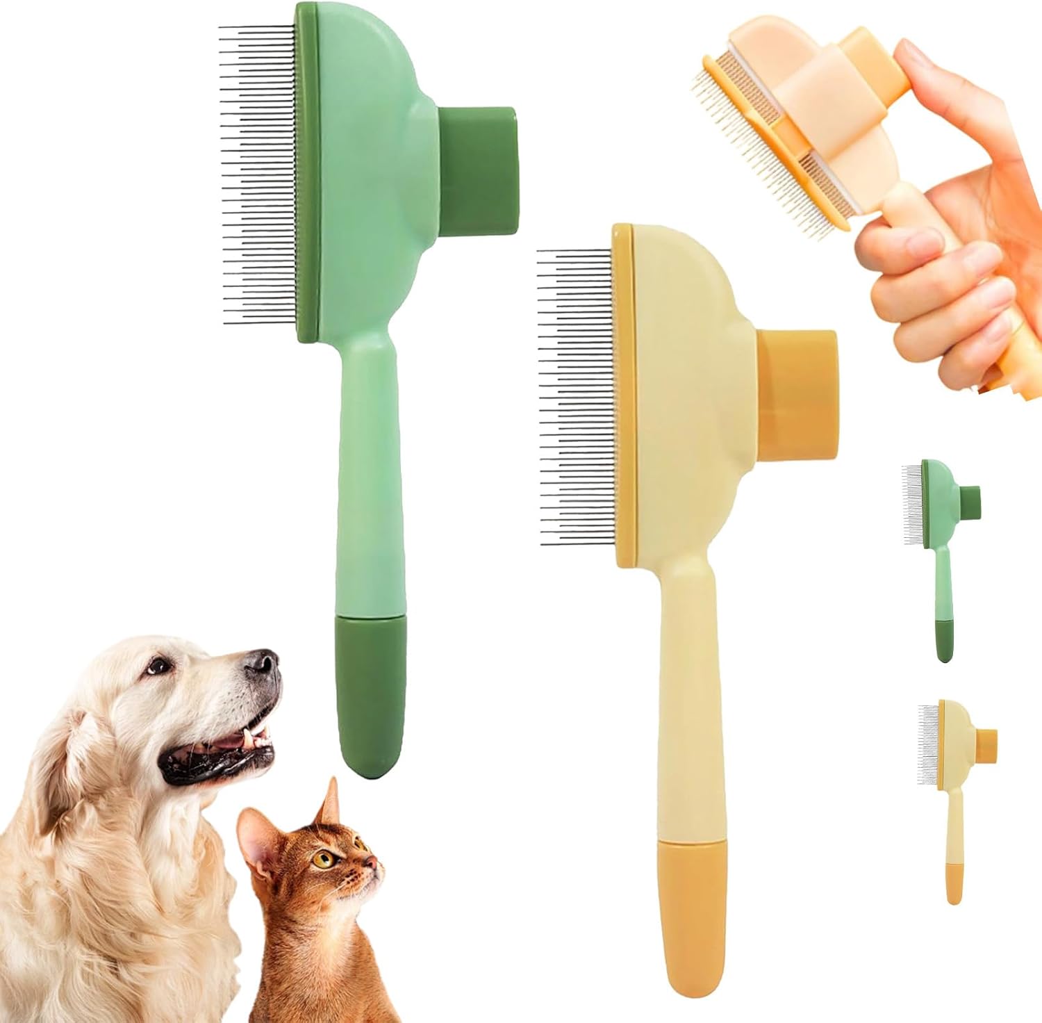 Zen Brush for Cats, New Avatar Zenbrush Cat Comb, Upgrade Self-Cleaning Pet Flea Comb Grooming Brush, Short&long Cat Dogs Multi-function Grooming Brushs for Massaging and Removes Fur Mix