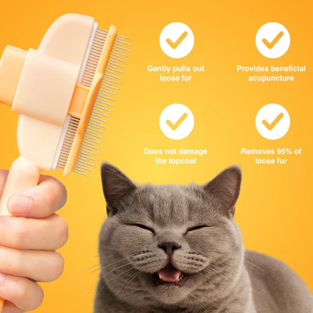 Zen Brush for Cats, New Avatar Zenbrush Cat Comb, Upgrade Self-Cleaning Pet Flea Comb Grooming Brush, Short&long Cat Dogs Multi-function Grooming Brushs for Massaging and Removes Fur Mix