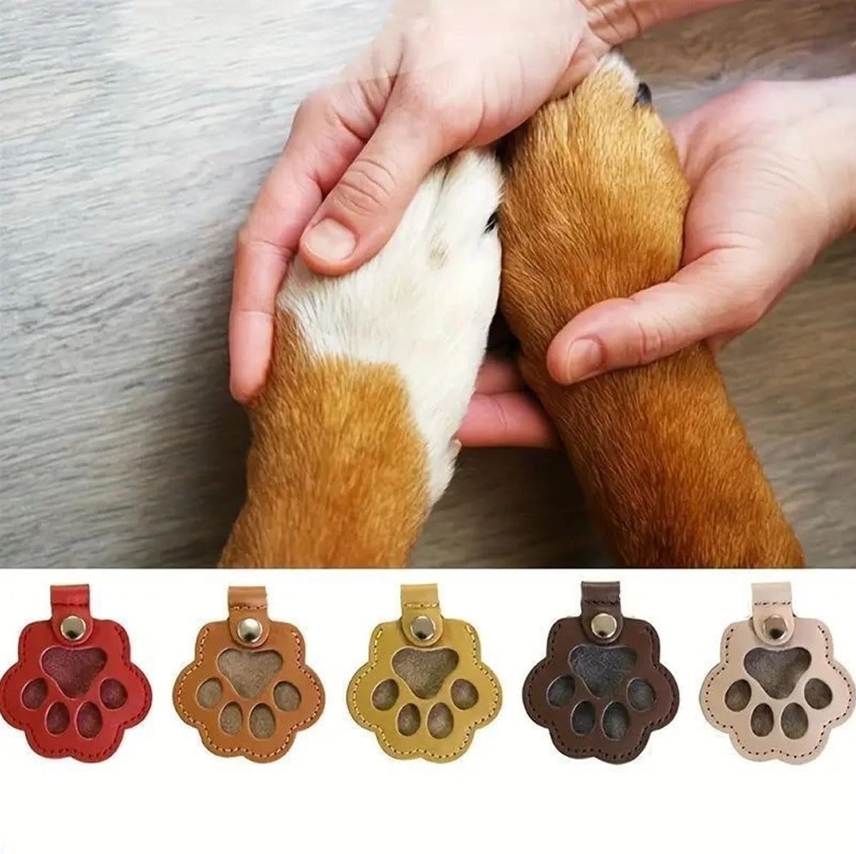 3pcs Leather Pet Memorial Keychain,Dog Hair Collector Keychain,Cat Paw Shaped Pet Memorial Gifts for Pet Parent 3PCS