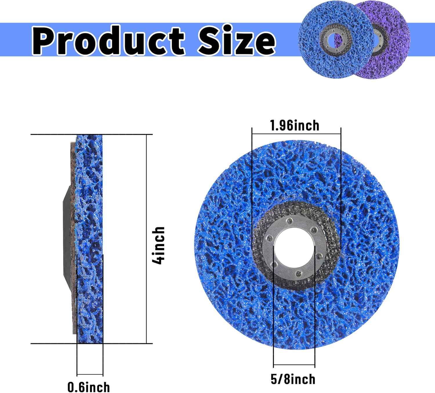 12 PCS Strip Discs 4"x 5/8" Stripping Wheel Suitable for Cleaning Angle Grinder to Remove Paint, Rust and Weld Oxidation Blue&Purple