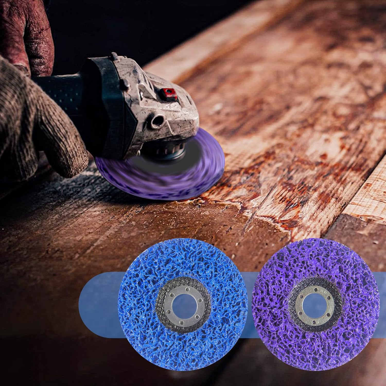 12 PCS Strip Discs 4"x 5/8" Stripping Wheel Suitable for Cleaning Angle Grinder to Remove Paint, Rust and Weld Oxidation Blue&Purple