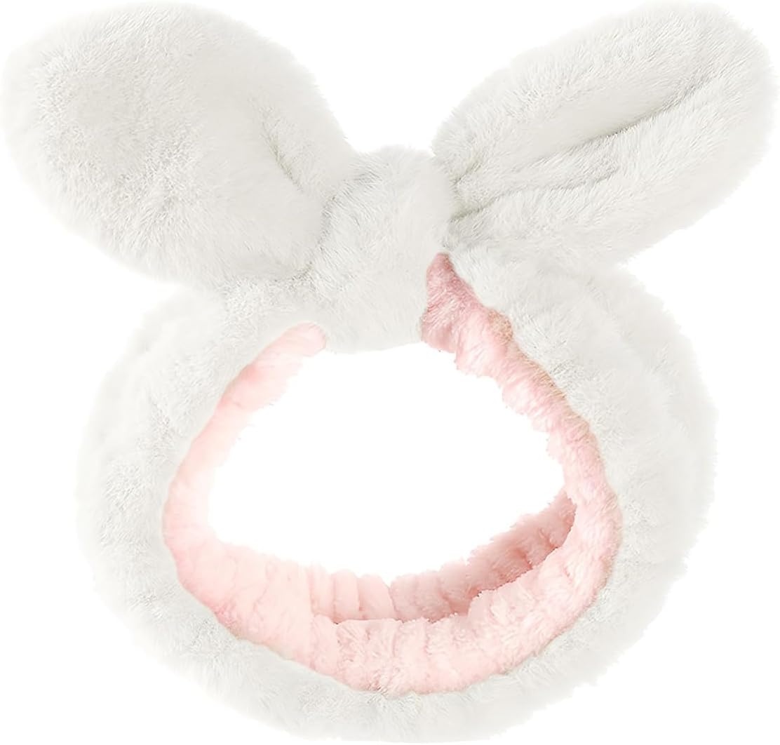 Skin Care Headband, Facial Wash Band, Bunny Ear, Bath Shower, Girls Rubber Makeup B, M