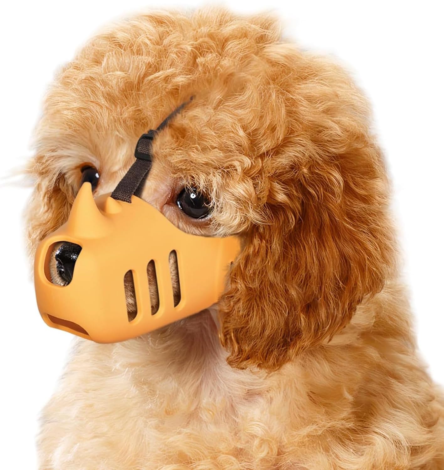 Silicone Dog Muzzle, Soft Muzzle for Small Medium Dogs, Breathable Silicone Cage Mouth Cover for Poodle Dachshund to Prevent Biting and Chewing Adjustable Head Strap S,Orange