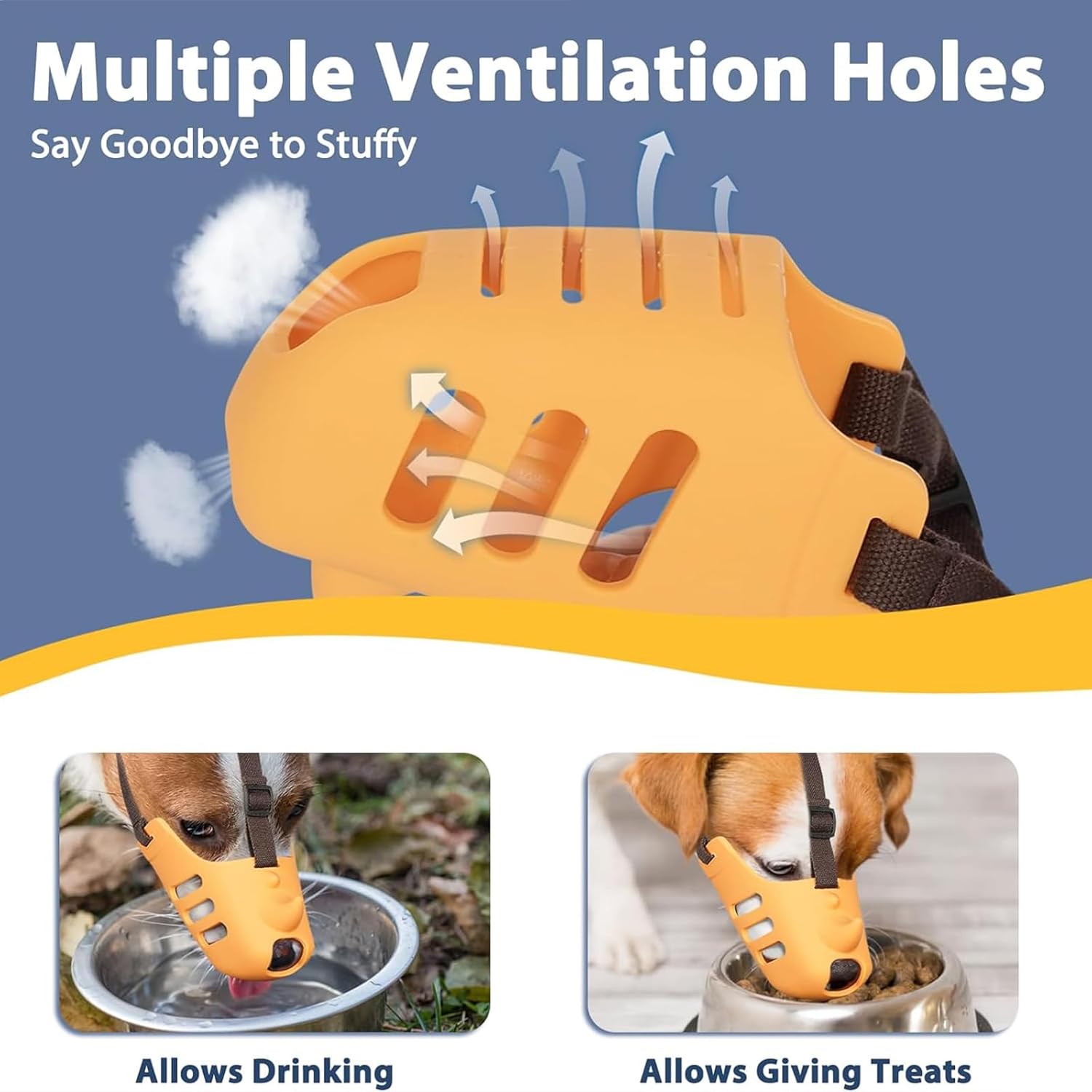 Silicone Dog Muzzle, Soft Muzzle for Small Medium Dogs, Breathable Silicone Cage Mouth Cover for Poodle Dachshund to Prevent Biting and Chewing Adjustable Head Strap S,Orange