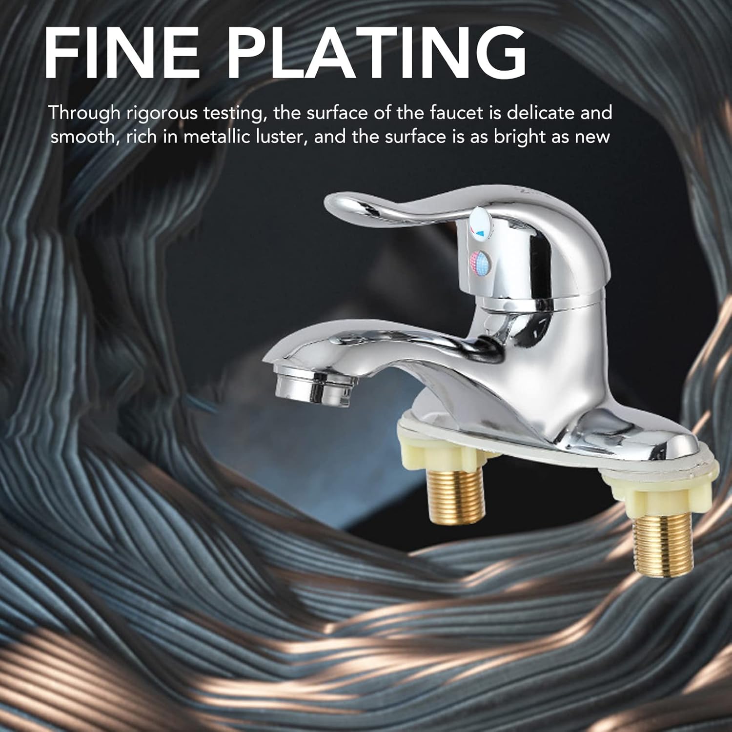 Modern Bathroom Sink Faucet, Zinc Alloy, Chrome Finish, 2 Hole, Single Handle, Easy Install, Suitable for Home & Hotel