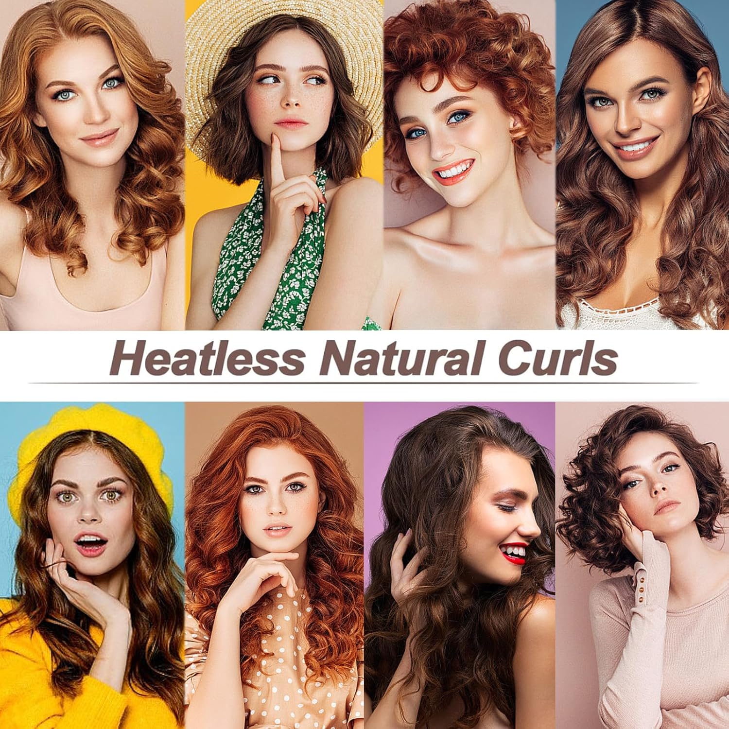 Heatless Hair Curler Set, 3 Pcs Hair Curlers No Heat, Heatless Overnight Blowout Rods with Hook for Hair Styling Tools Women Long Hair Rollers Kahki